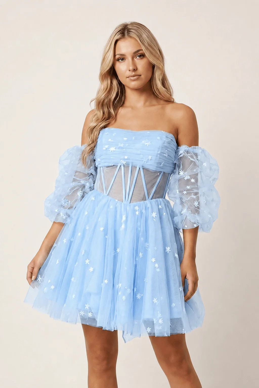 A-Line Pleated Tulle Homecoming Dress