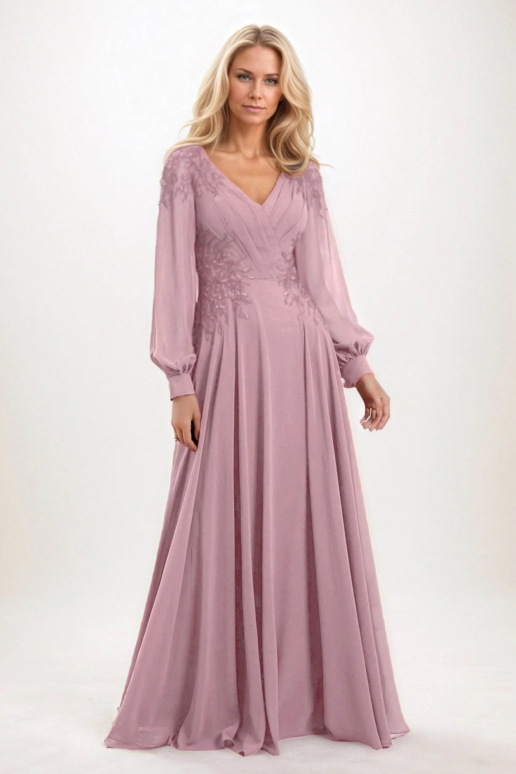 A-Line Maxi Chiffon Mother of the Bride Dresses CM0405