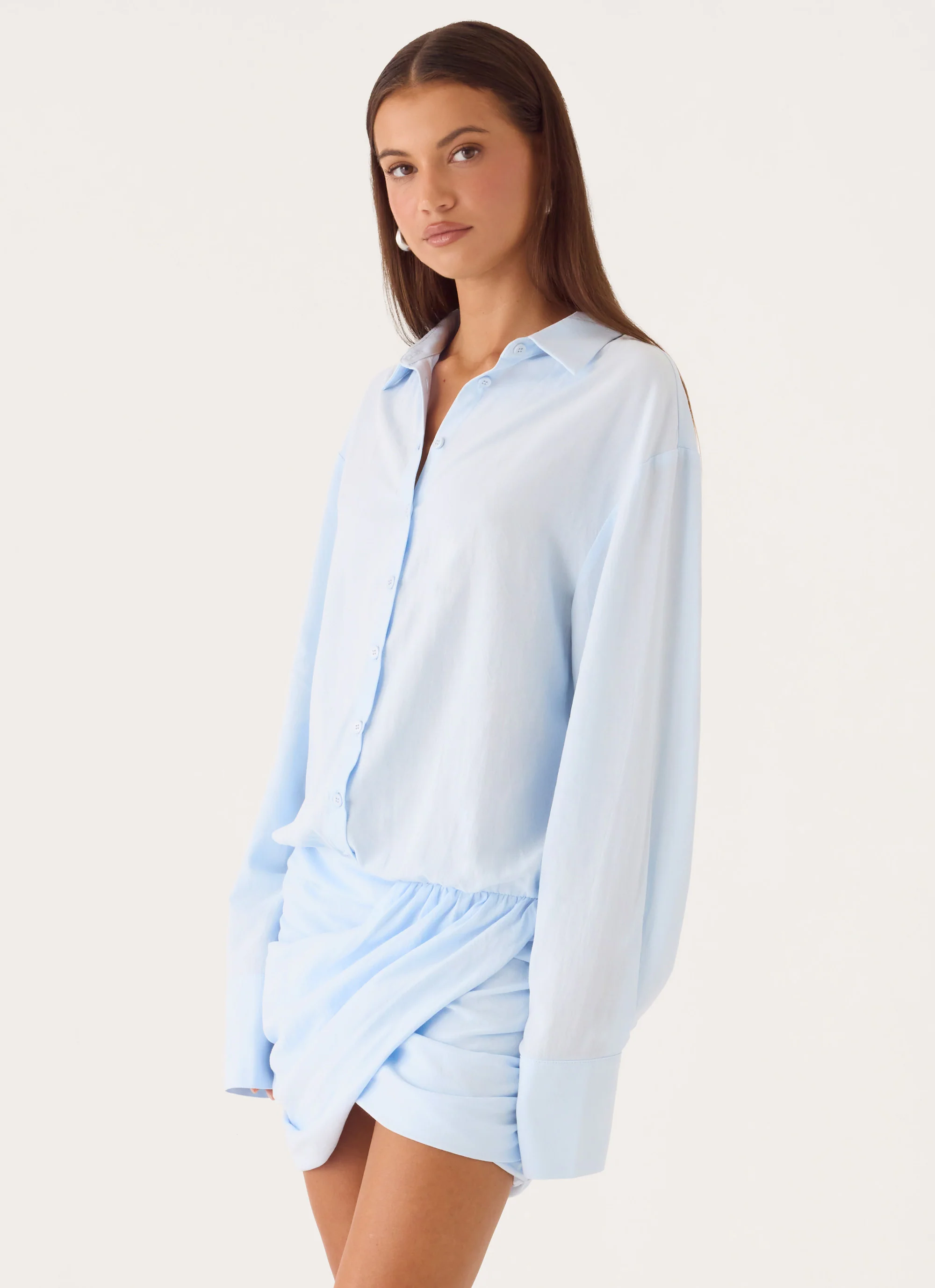 Galilea Shirt Mini Dress - Blue - luluinthesky