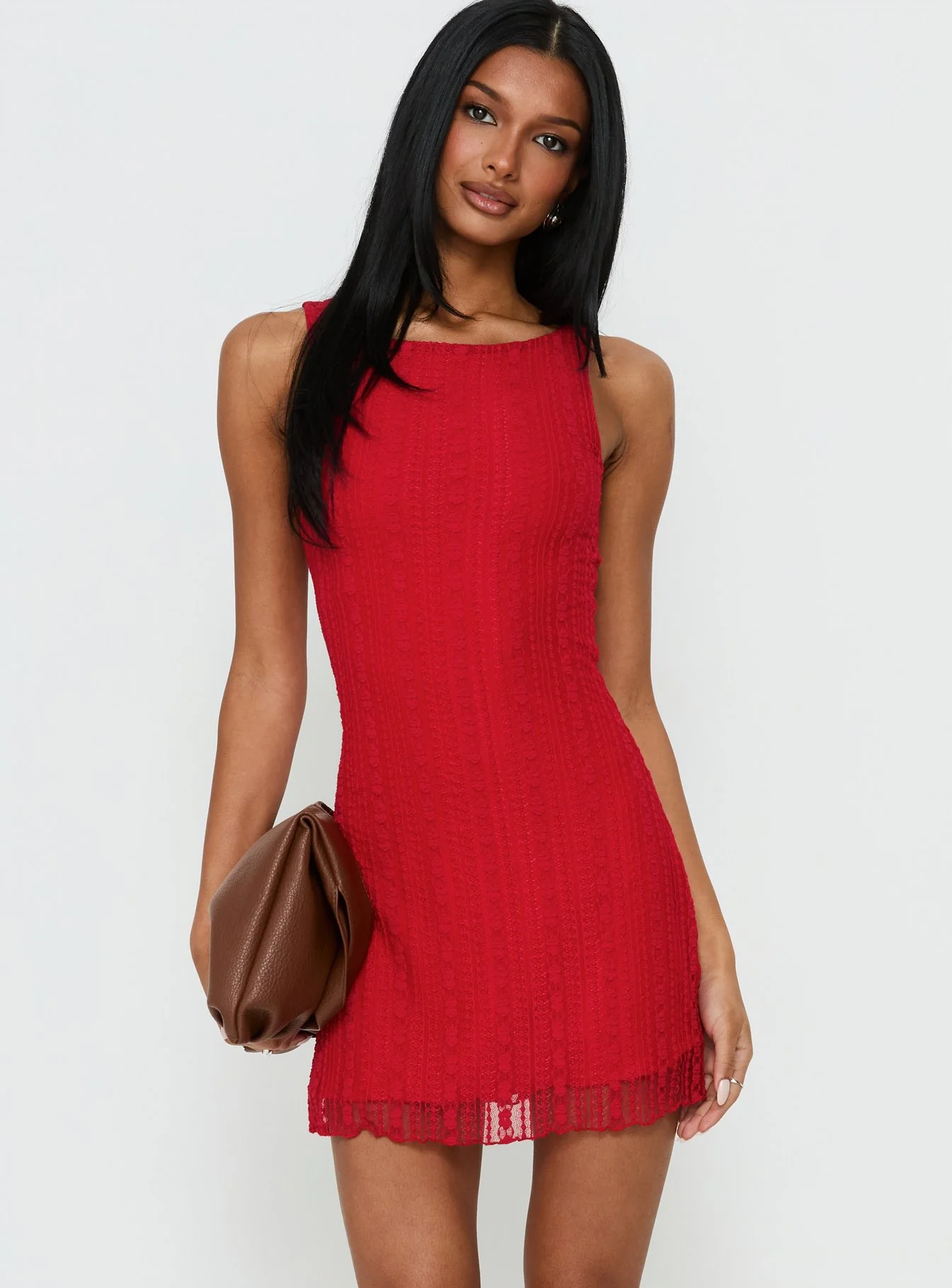 Miamora Lace Mini Dress Red