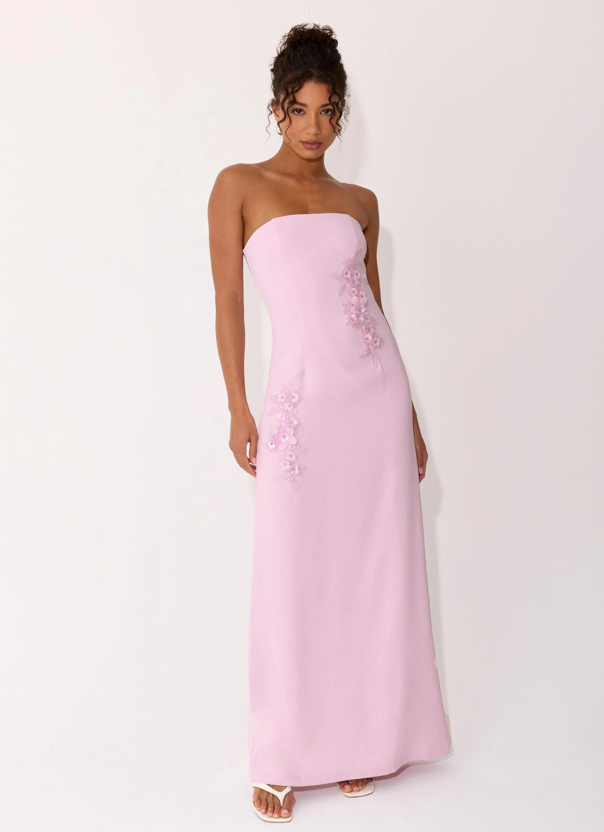 Monelise Strapless Maxi Dress - Pink - luluinthesky