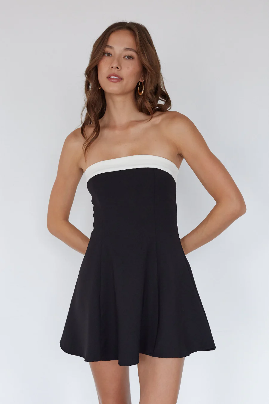 Natalya Contrast Babydoll Mini Dress - luluinthesky
