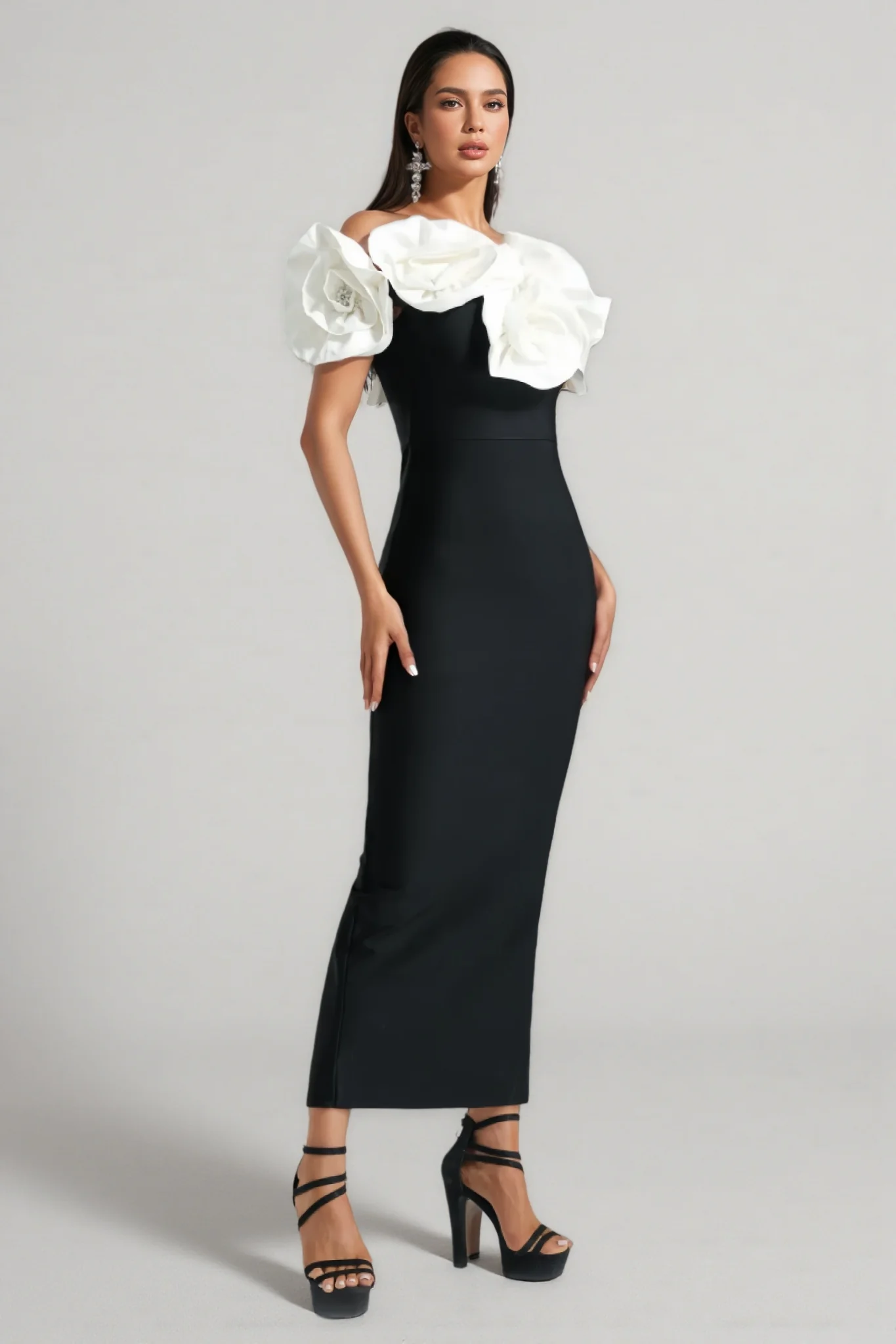Slaia Flower One Shoulder Maxi Dress