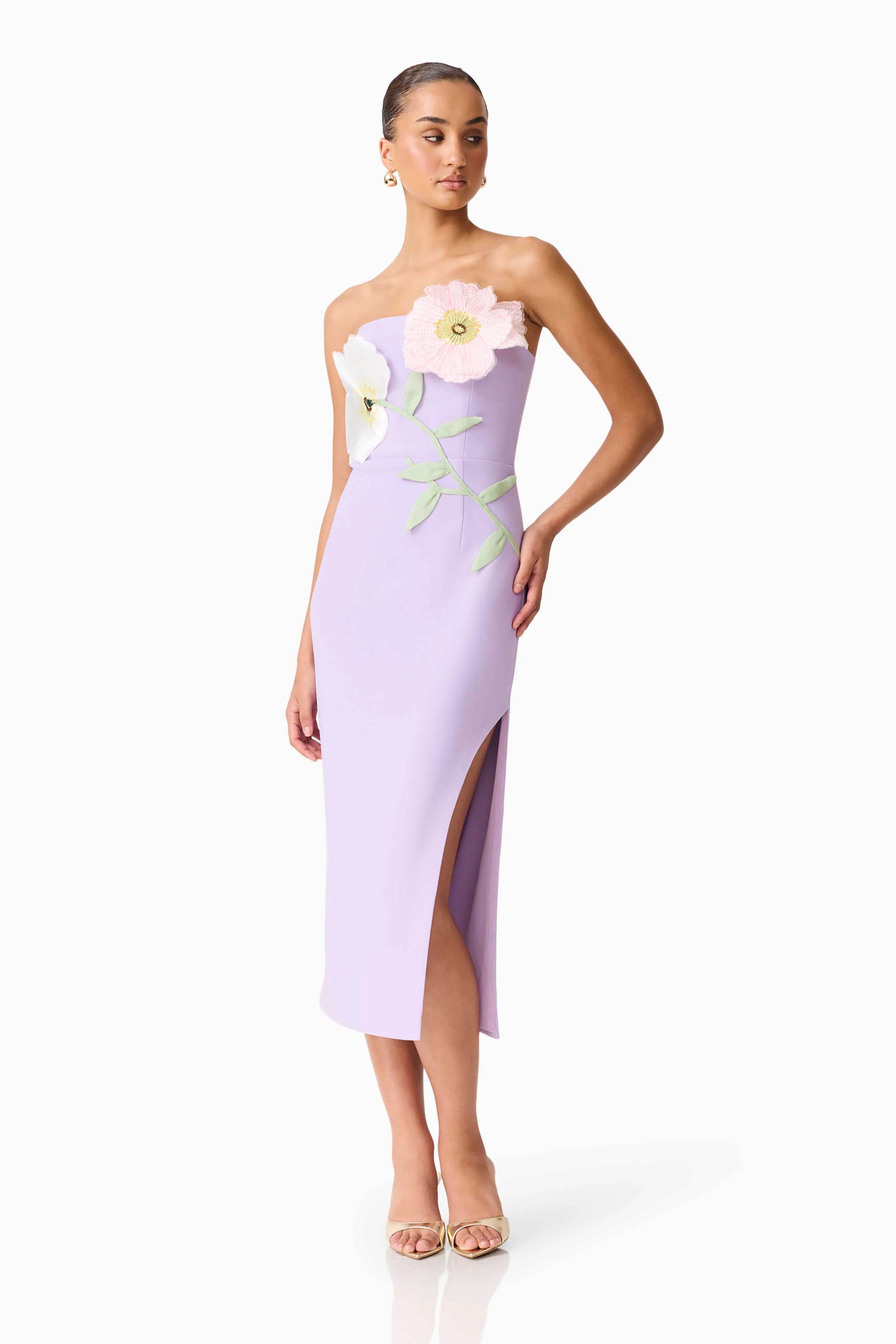 Hope Strapless Midi Dress in Purple