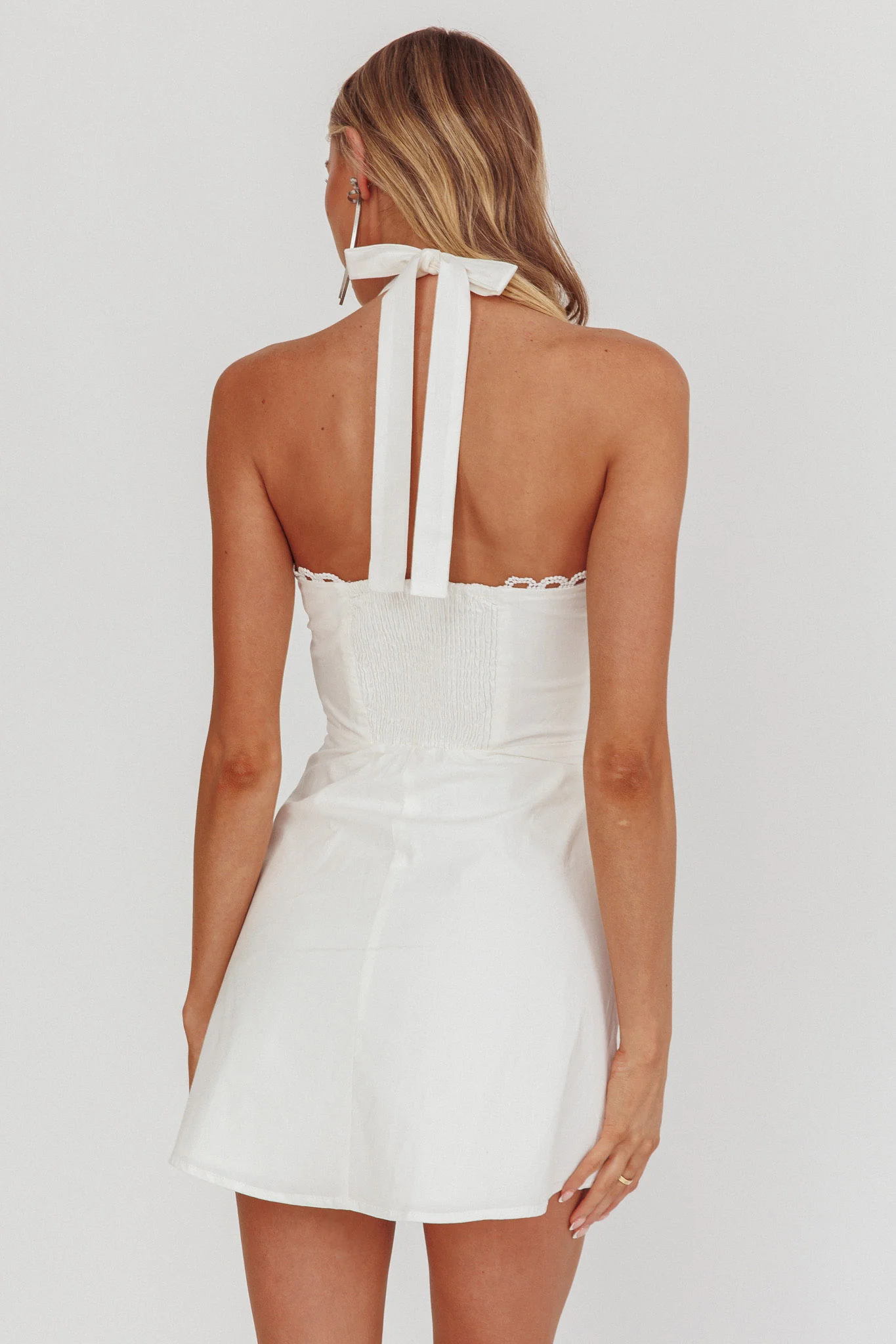 Jovial Halterneck Mini Dress White