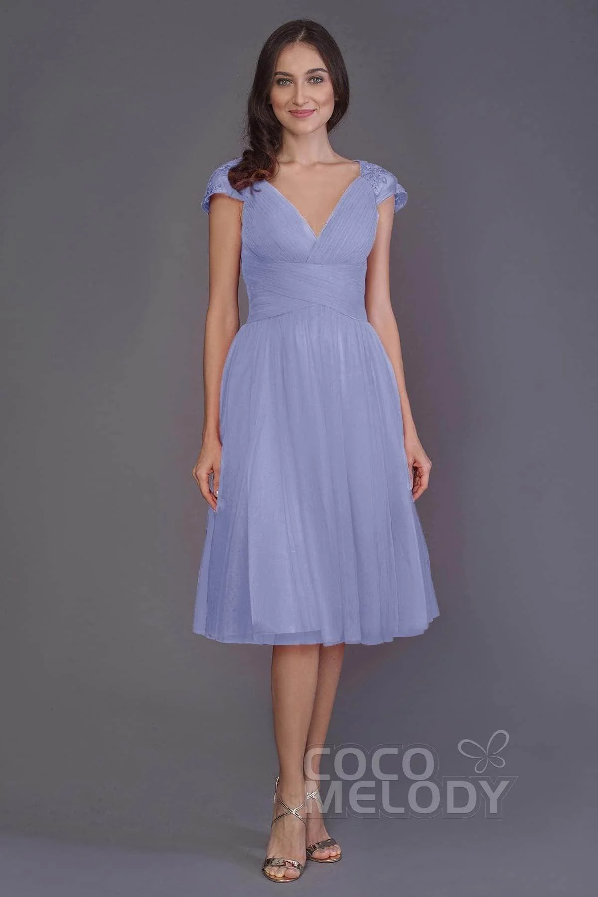 A-Line Knee Length Tulle Bridesmaid Dress PR3515