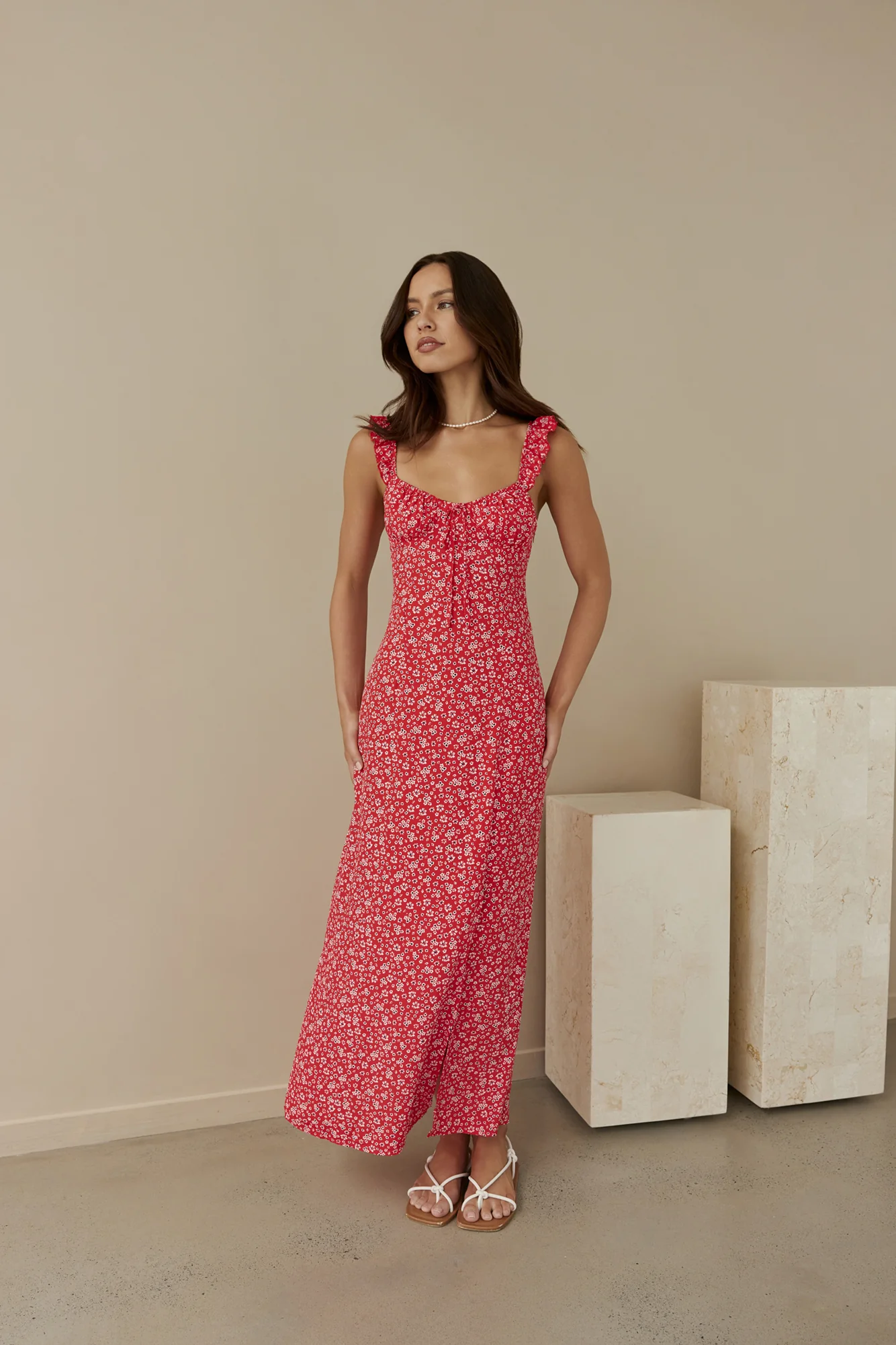 Berry Bloom Maxi Dress Red