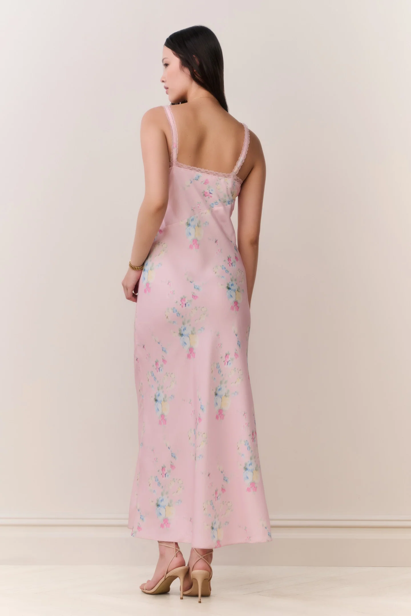 Annabeth Satin Floral Maxi Slip Dress