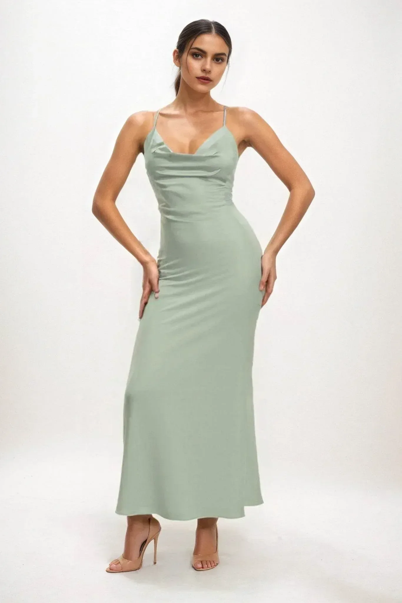 Sheath-Column Midi Luxe Satin Dress CB0831CS