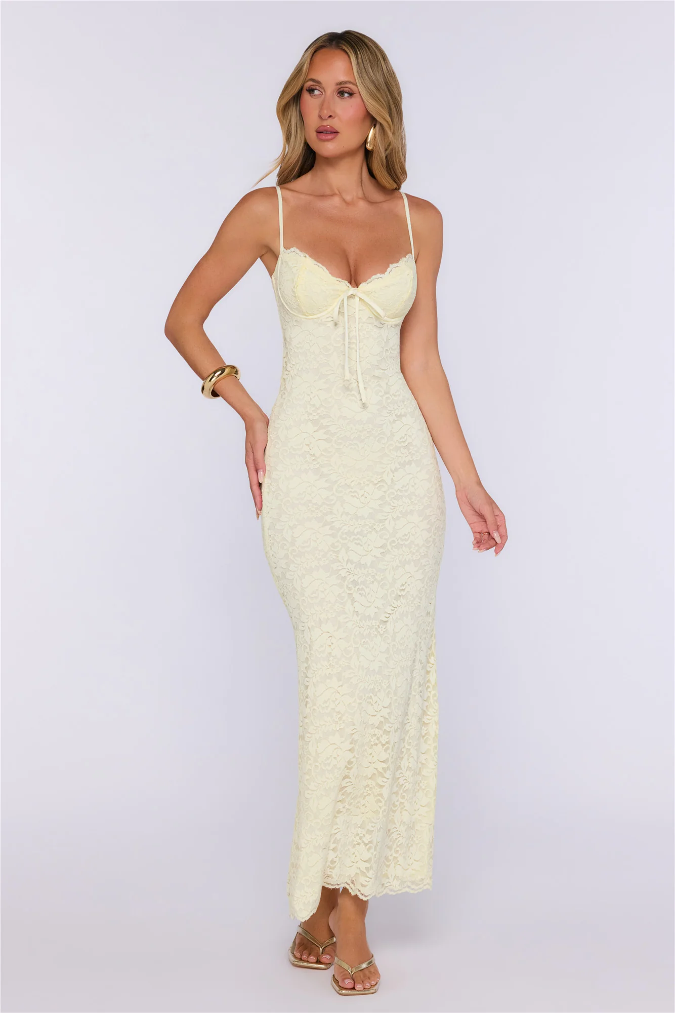 Dream Vision Lace Maxi Dress Yellow