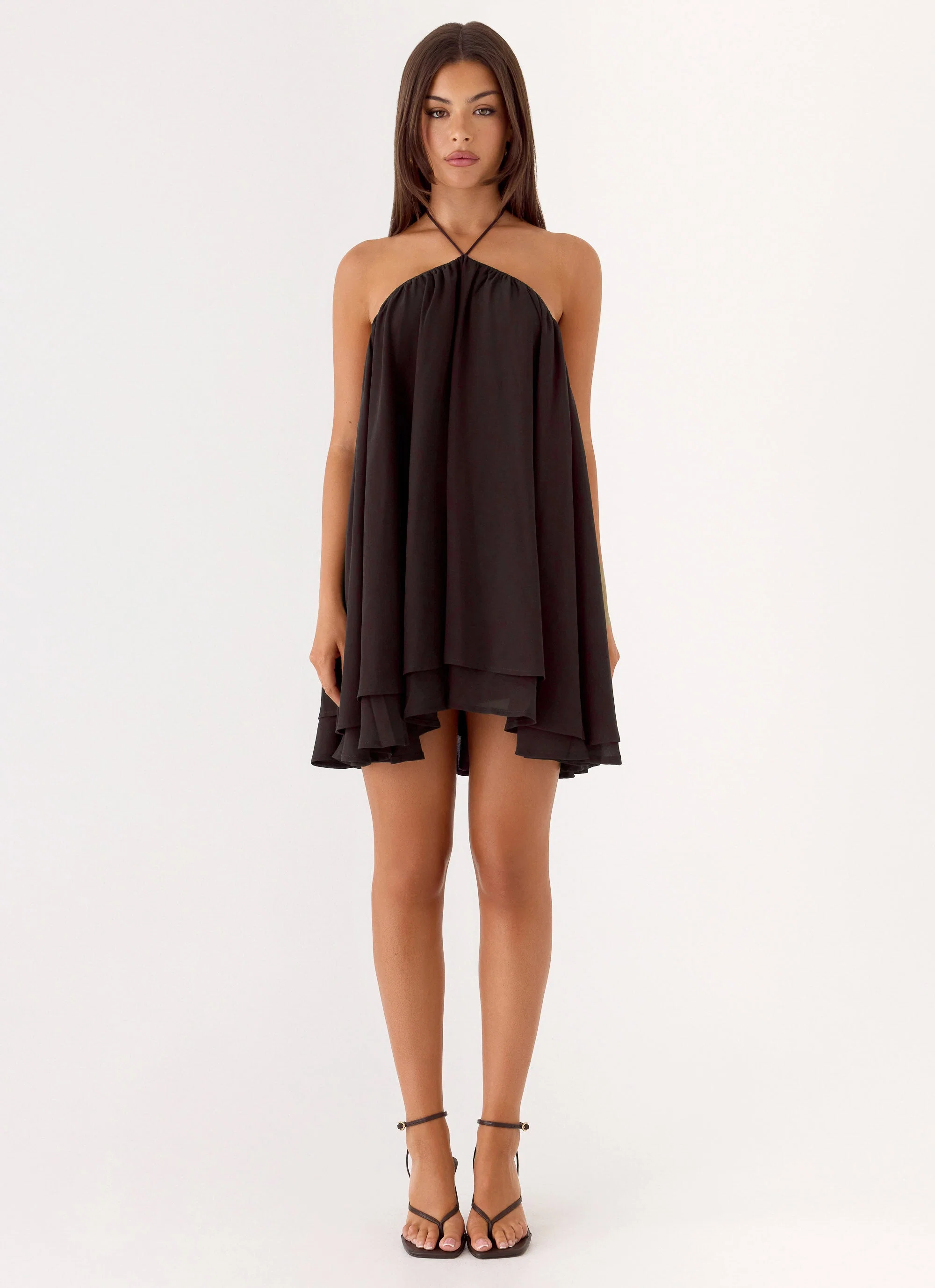 Alicelle Halter Mini Dress - Chocolate