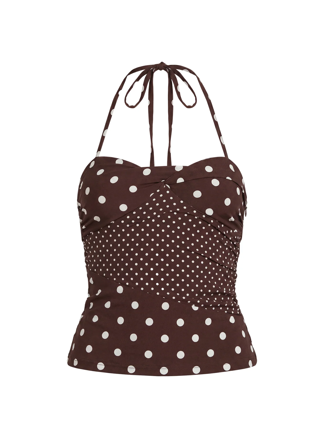 Marguerite Halter Top Brown Polka
