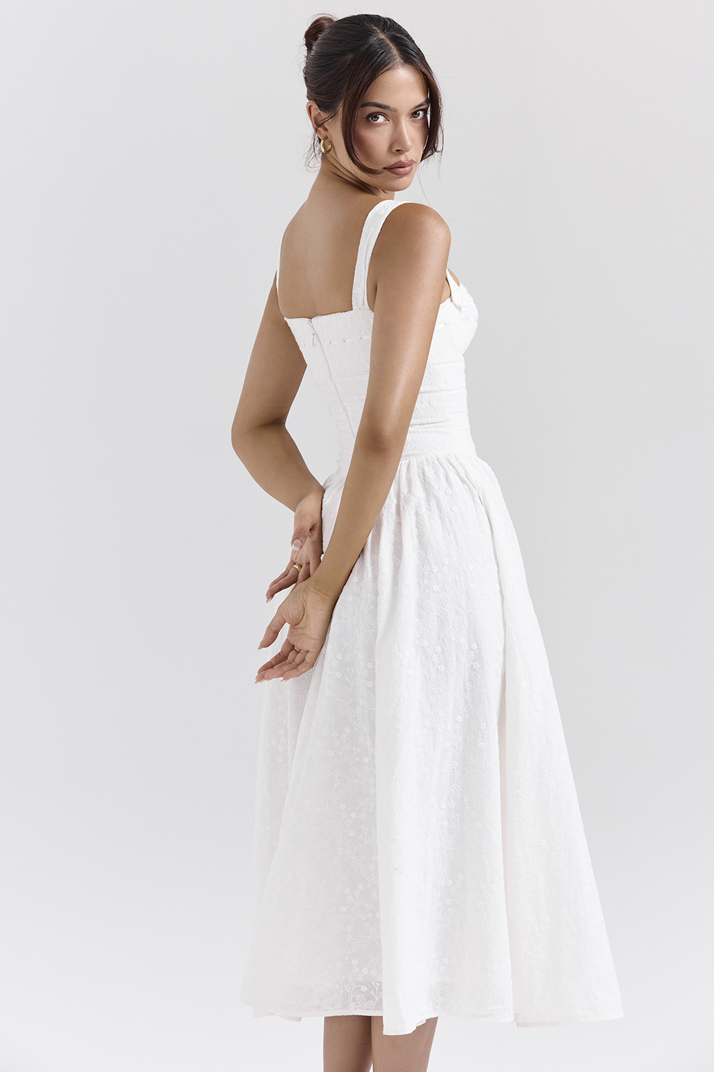 Vivien White Broderie Anglais Midi Sundress