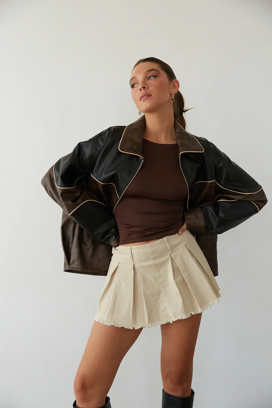 Roxy Faux Leather Bomber Jacket - luluinthesky