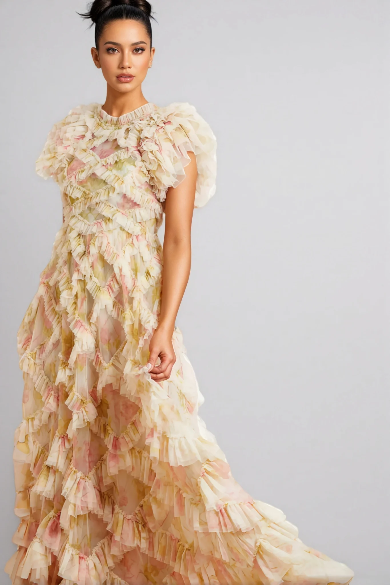 Alden Embroidered Printed Sleeveless Maxi Dress