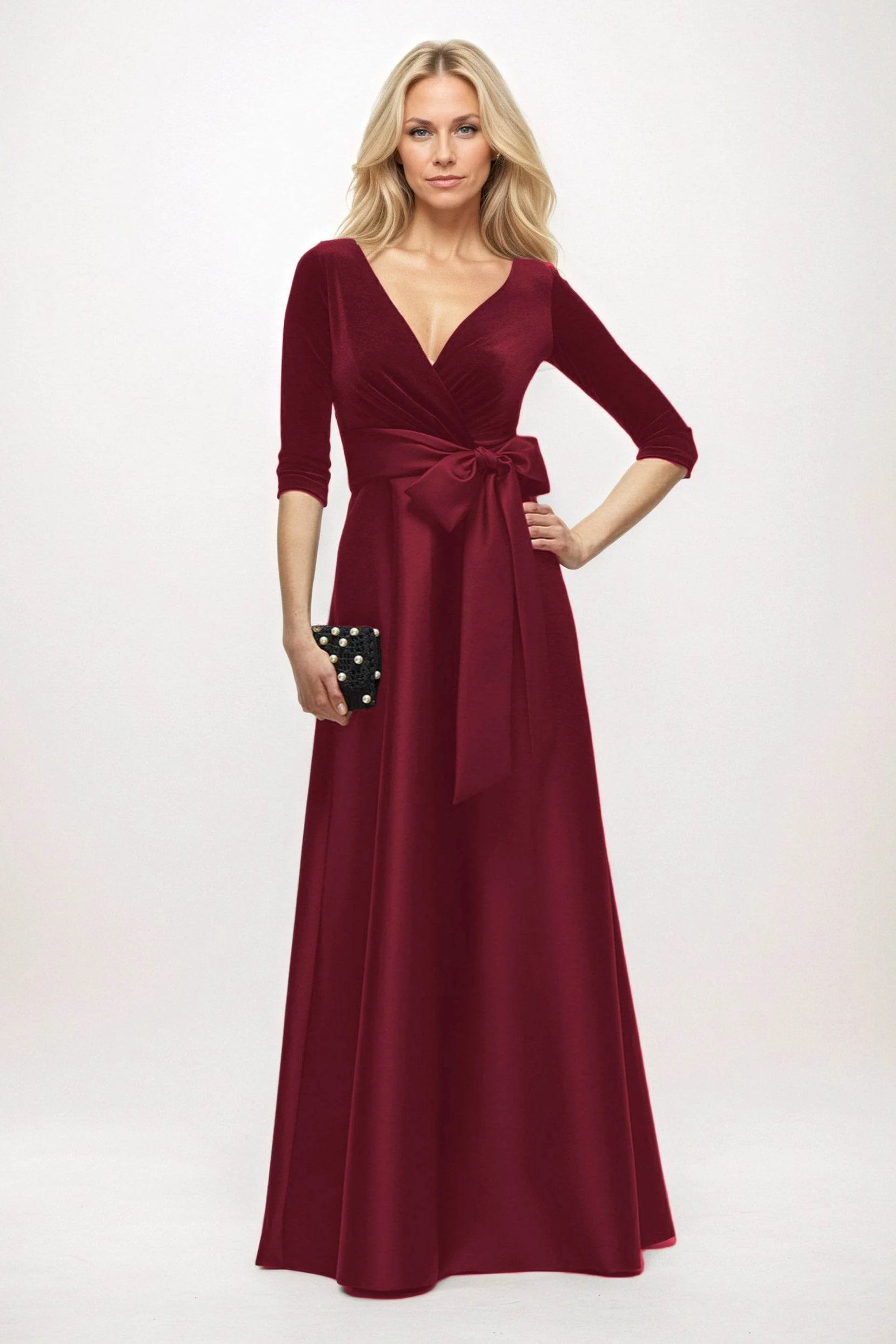 A-Line Maxi Velvet Satin Mother of the Bride Dresses CM0409