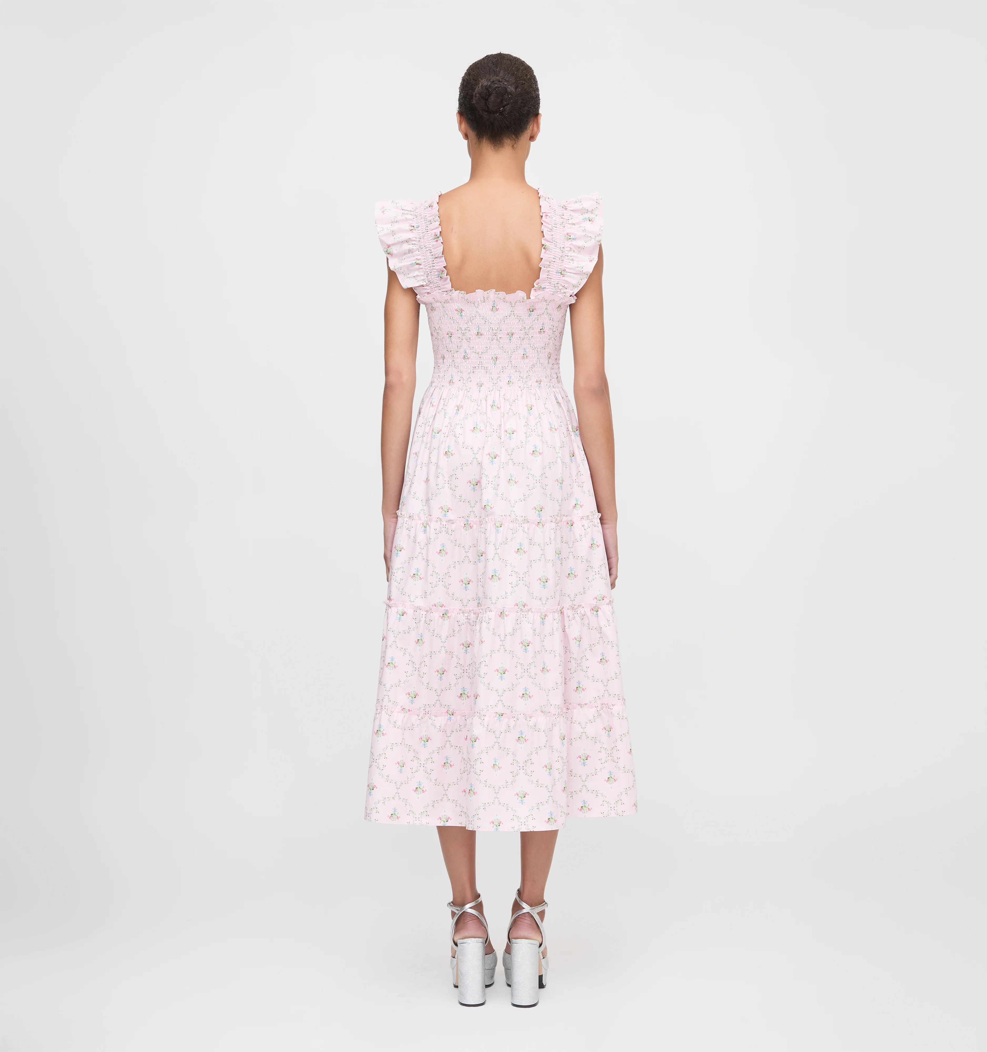 The Ellie Nap Dress - Light Pink Trellis