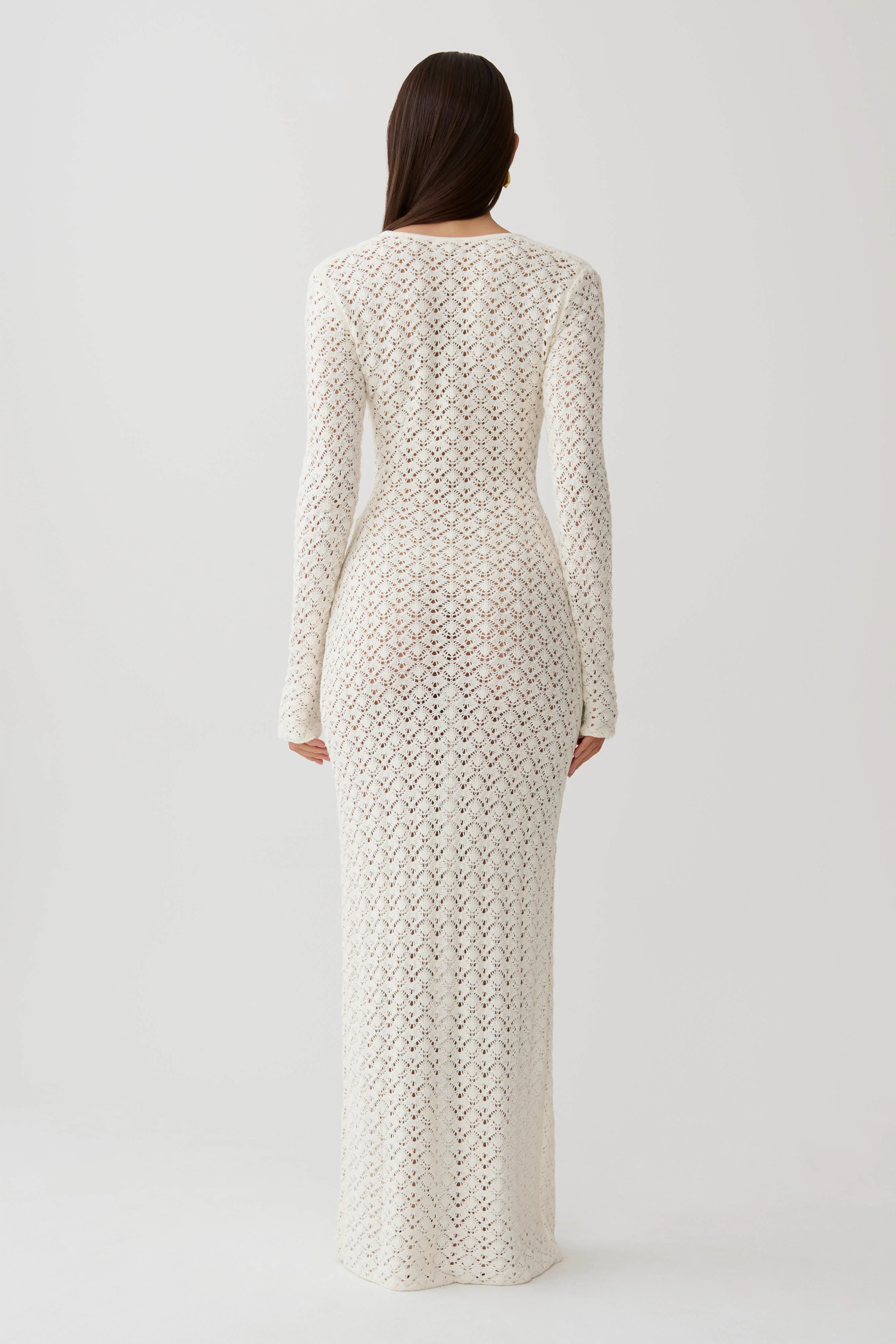 Jamaya Crochet Knit Maxi Dress - Ivory