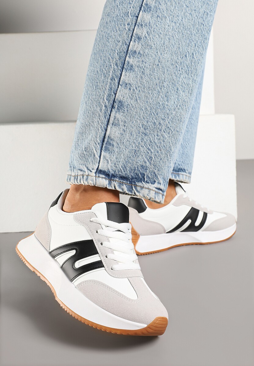 Biało-Czarne Sneakersy Ozdobione Geometrycznym Motywem Dalvisa