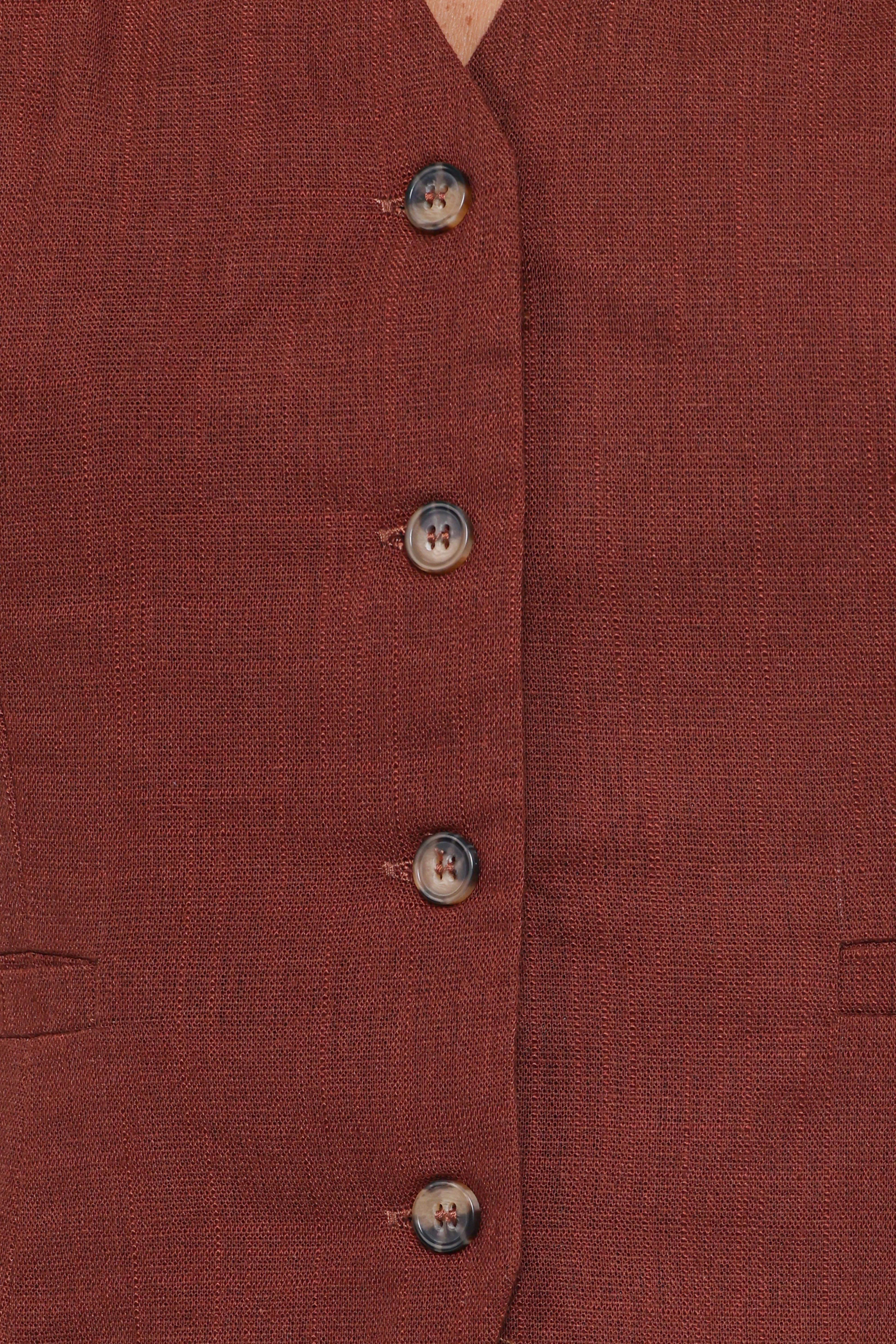 Bell Linen Vest - Brown
