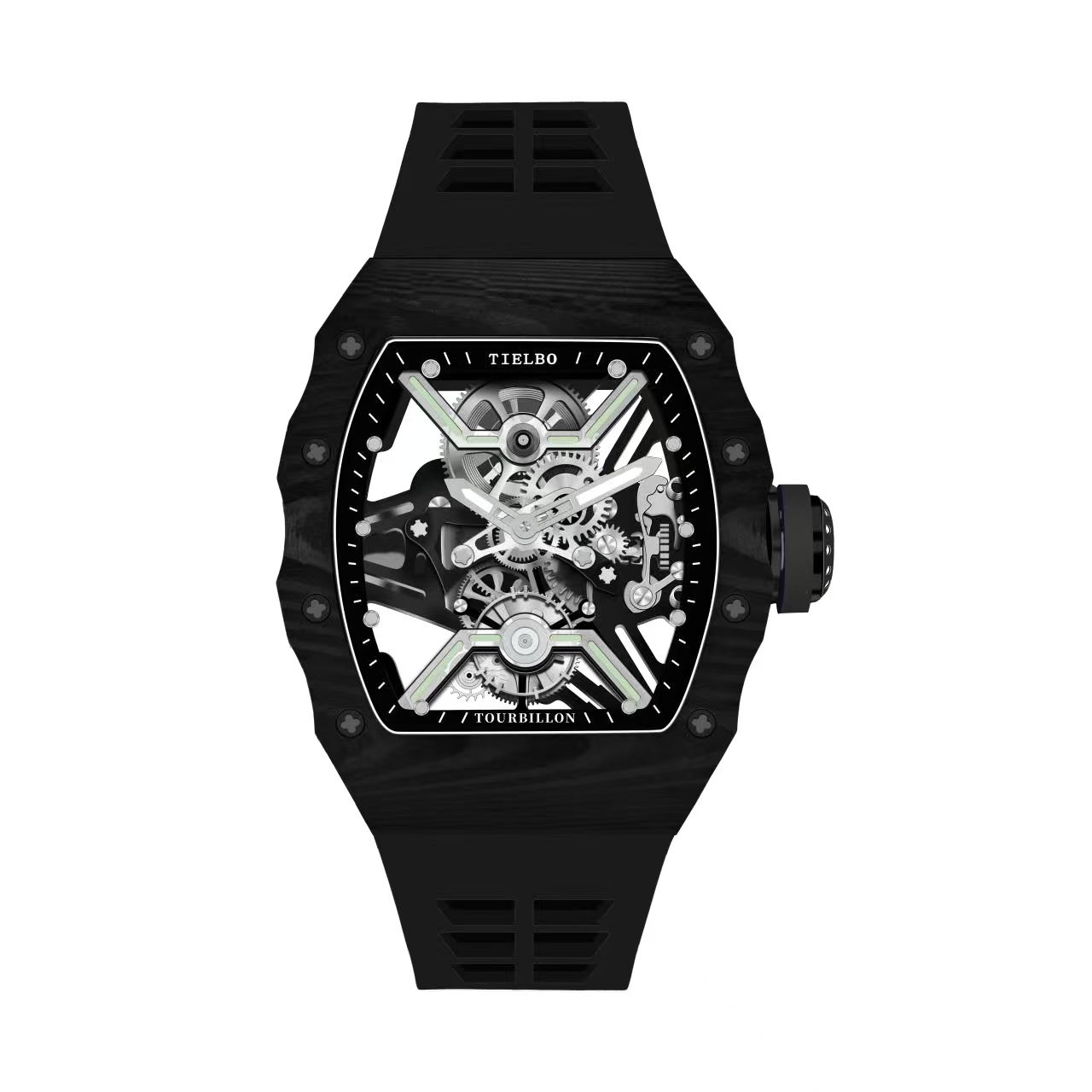 Mecha Carbon Fiber Tourbillon Watch – Skeleton, Luminous, 43×52mm T601