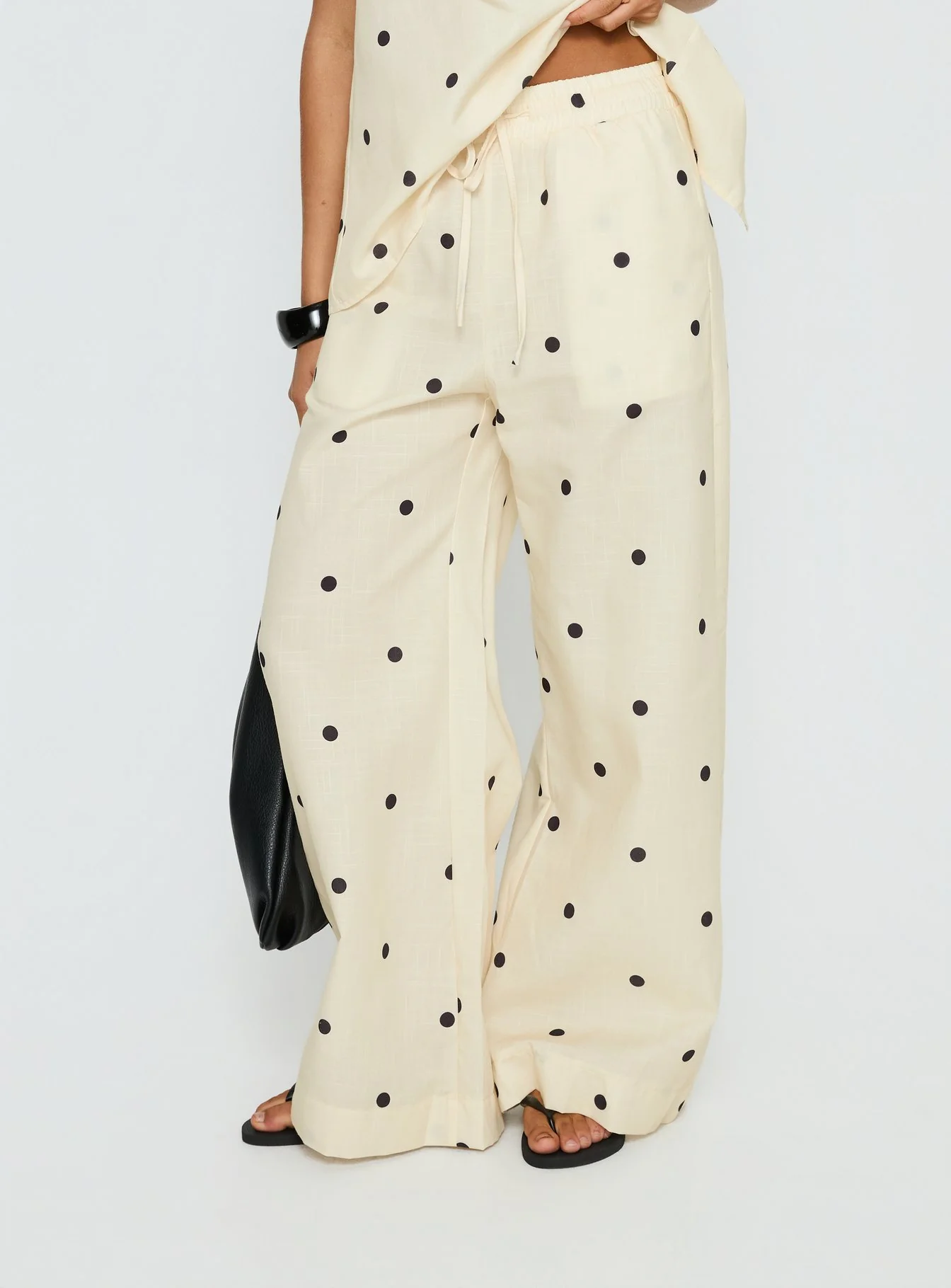 Bellara Tie Waist Pants Yellow Polka