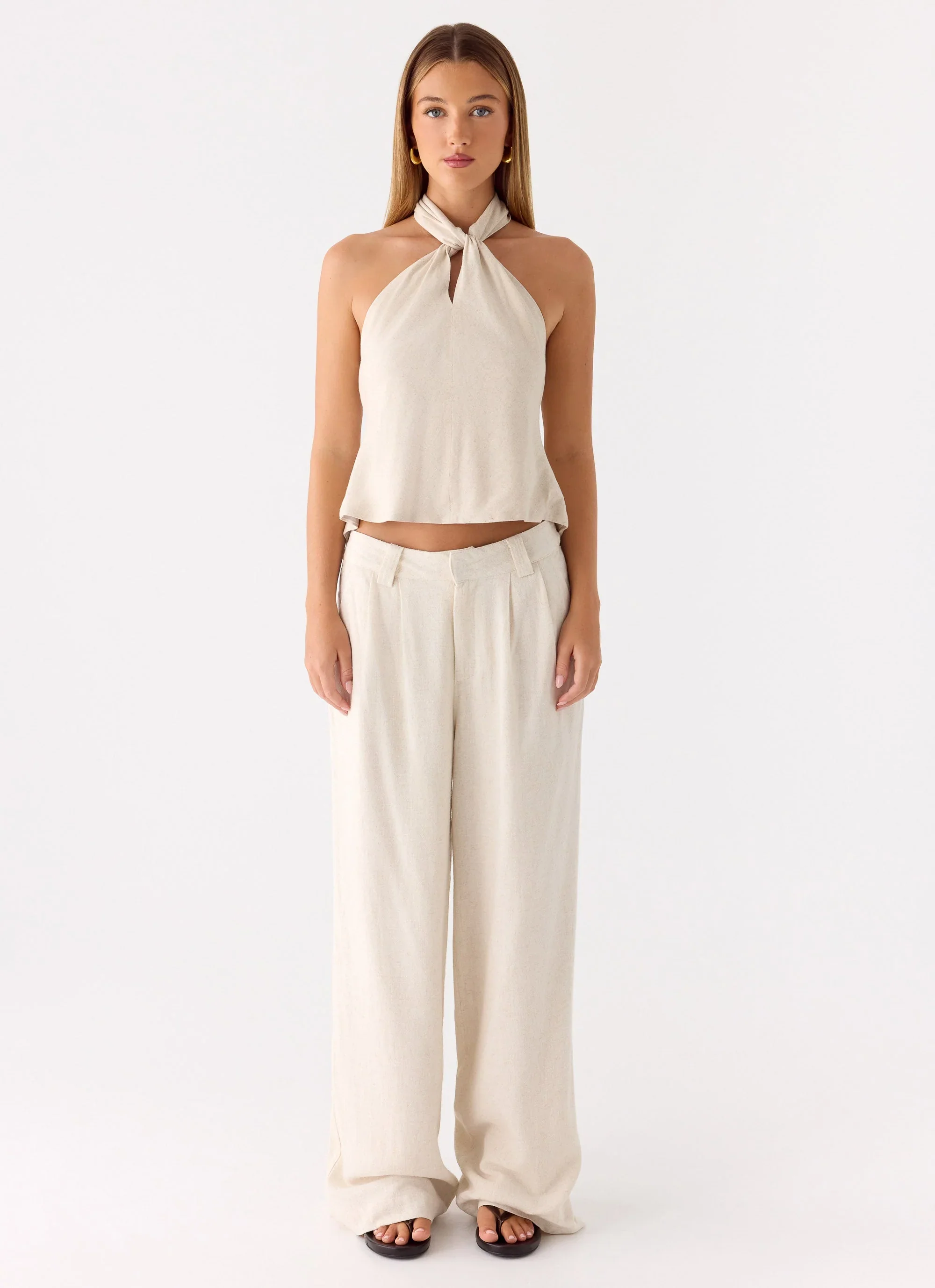 Maddox Linen Top - Oat