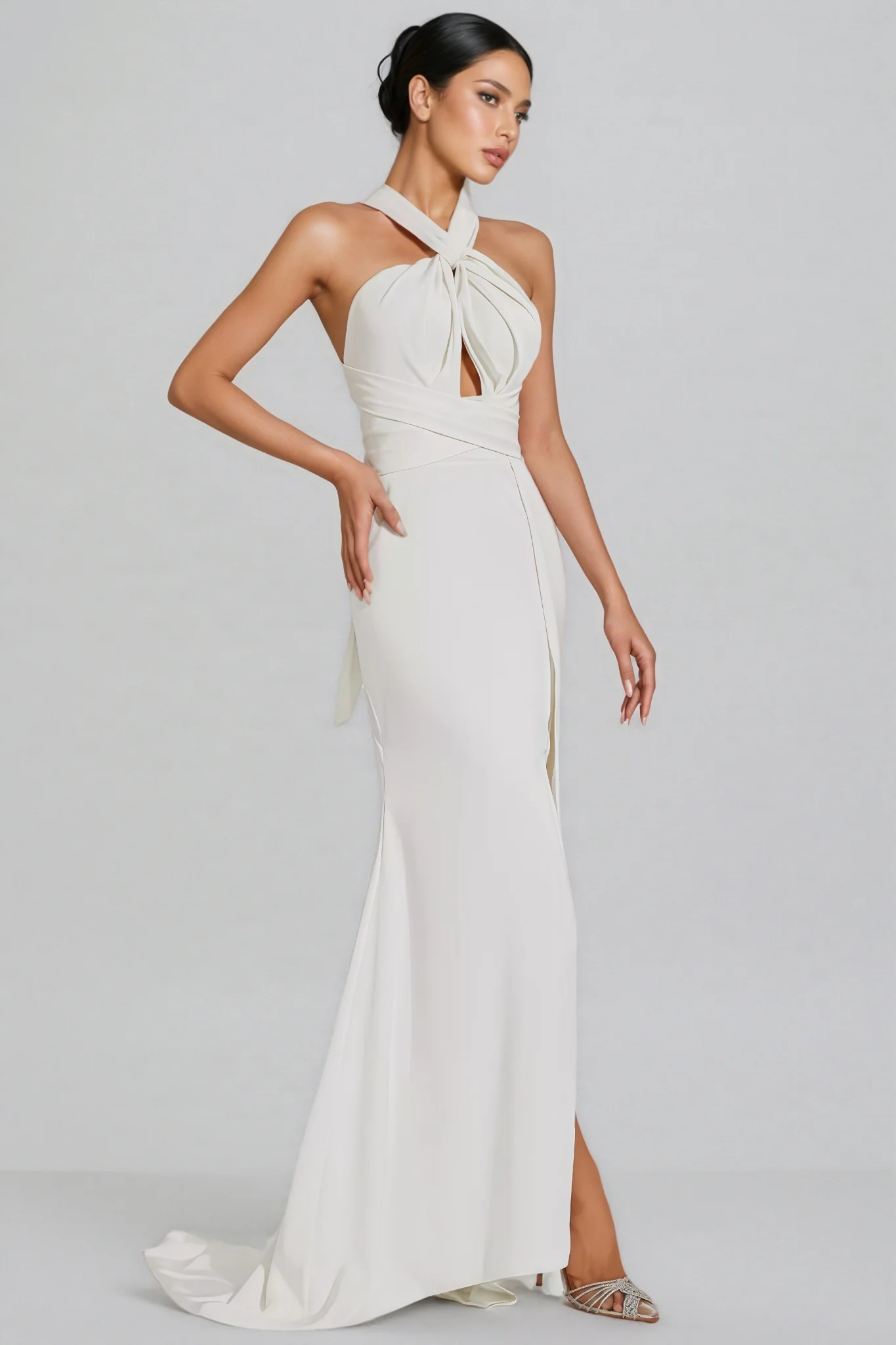 Griffin Hanging Neck Backless Maxi Dress