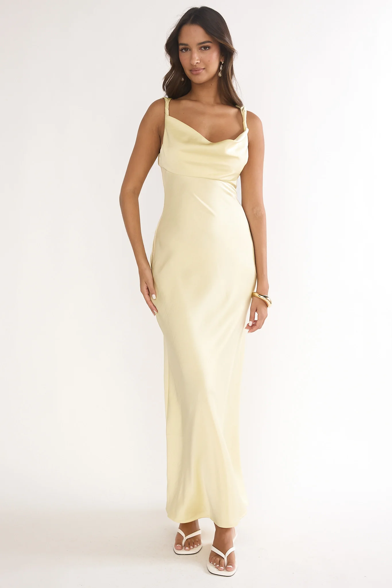 Limelight Luxe Triple Strap Back Maxi Dress Butter - luluinthesky