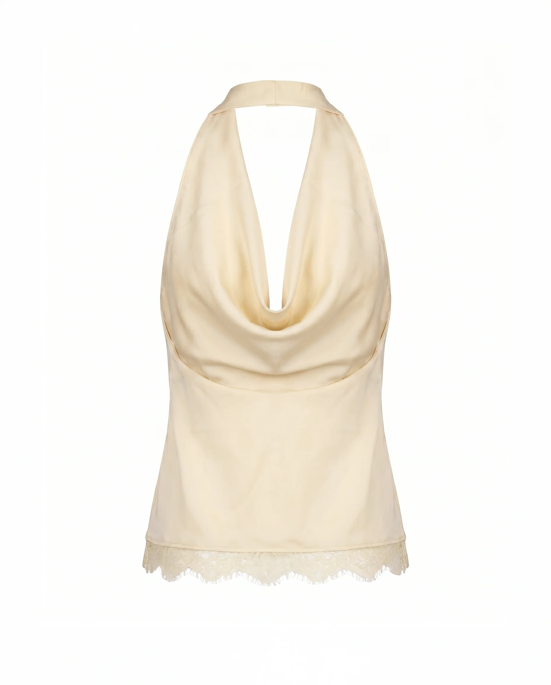 Satin Cowl Neck Halter Top