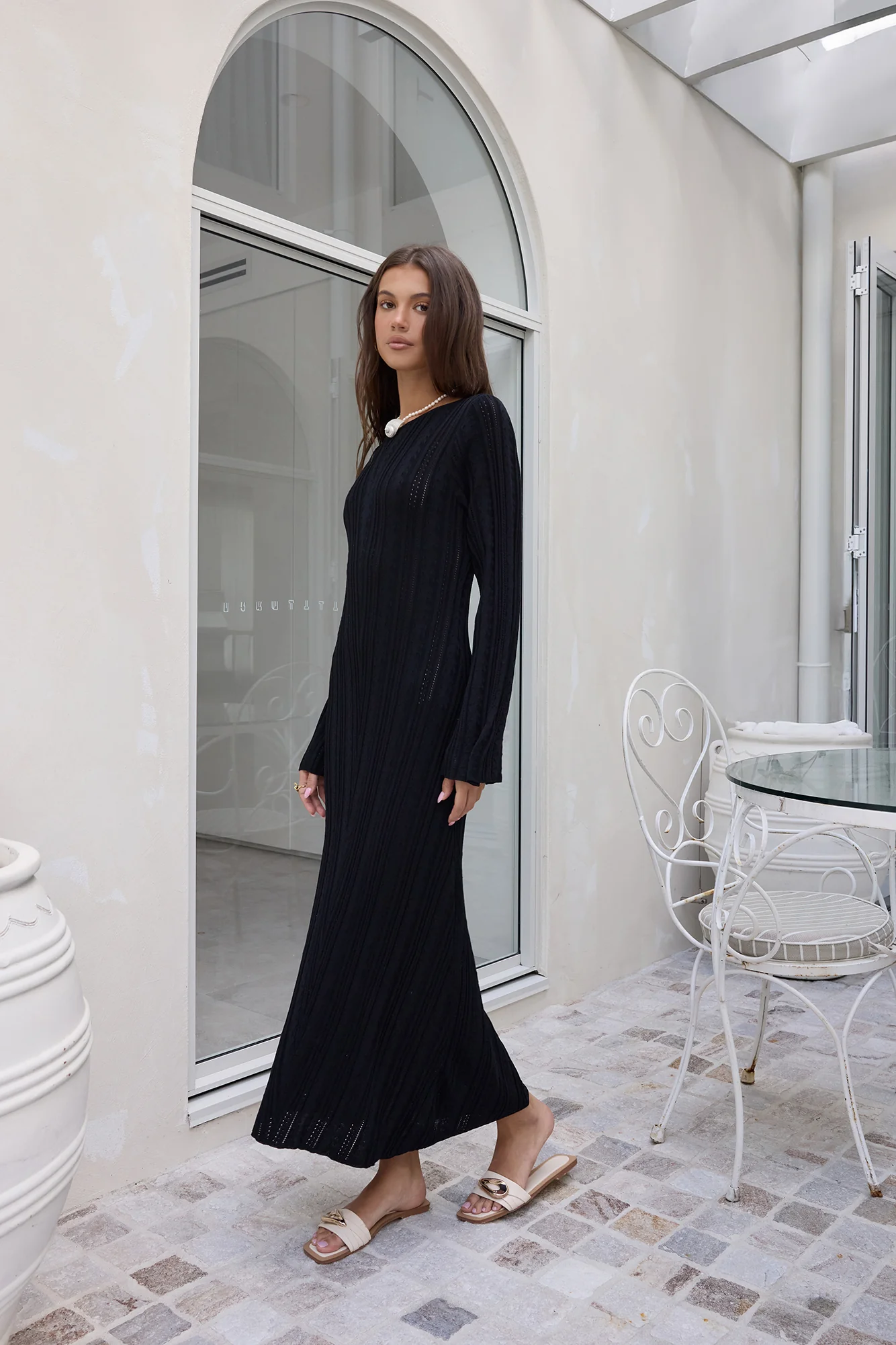 Love On Holidays Long Sleeve Maxi Dress Black