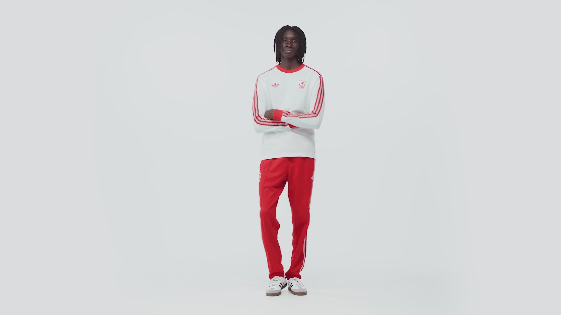 LIVERPOOL FC  Retro-style ADIDAS Men's Long Sleeve Round Neck White JZ2543