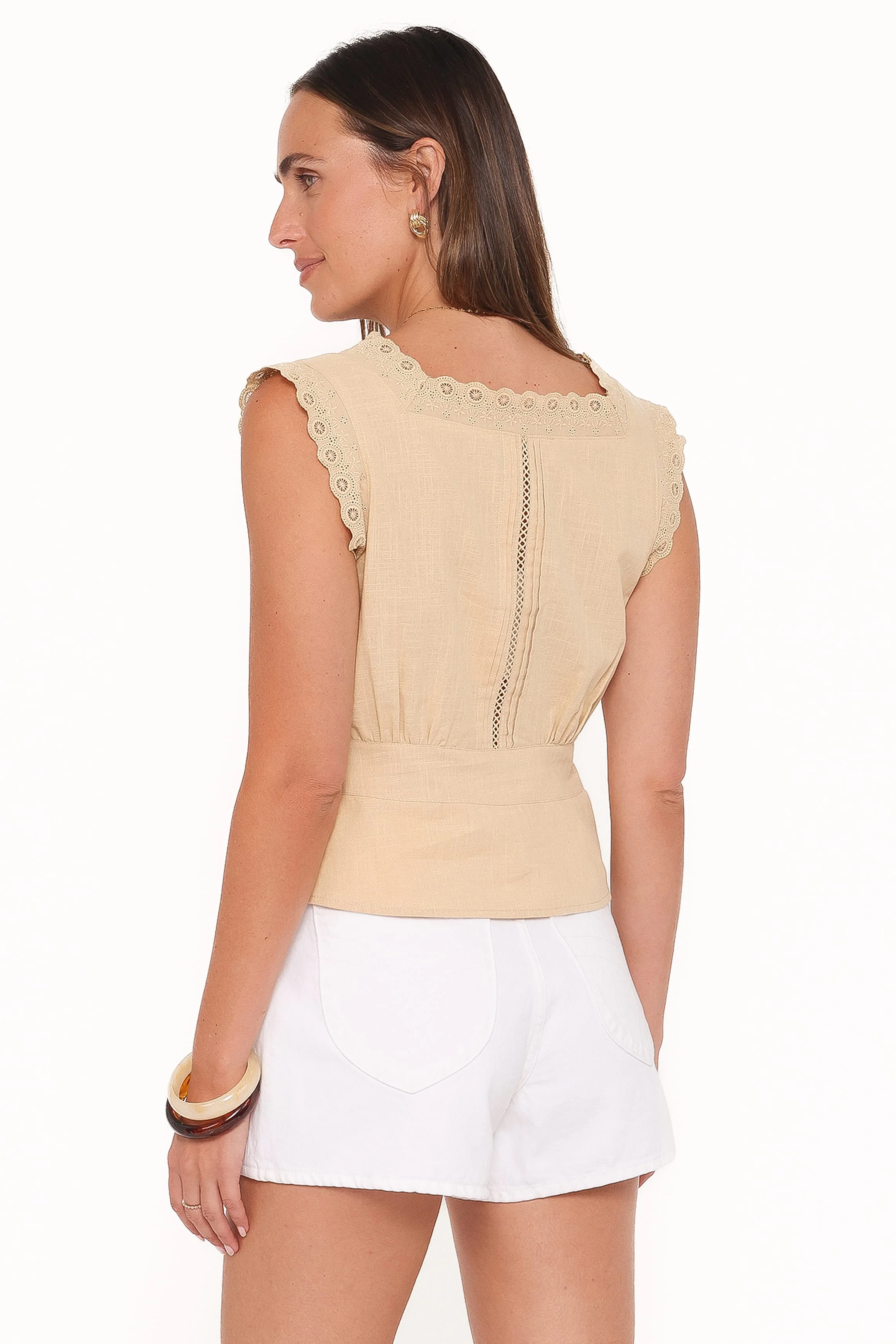 Luke Button Top - Khaki