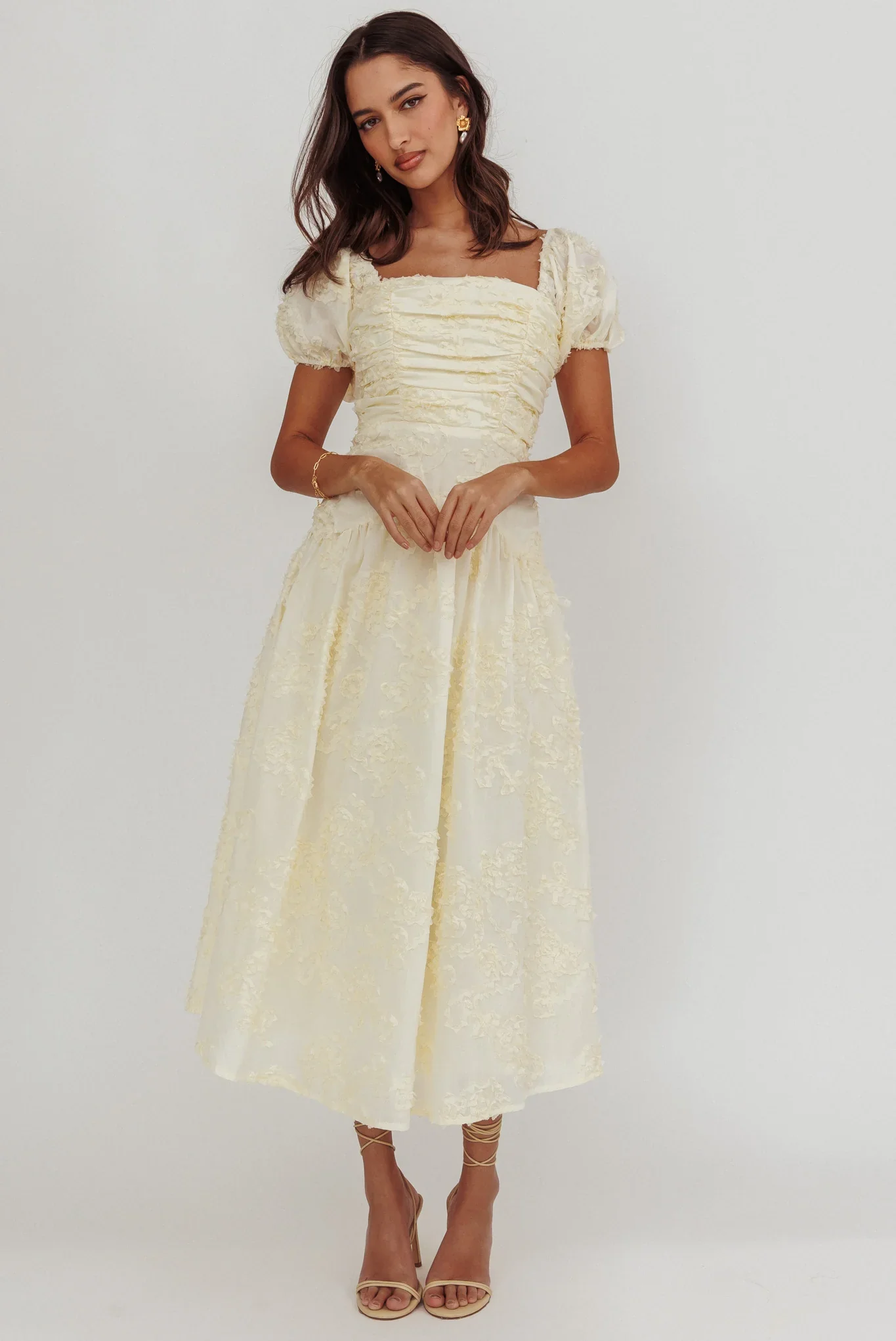 Telma Puff Sleeves Midi Dress Butter