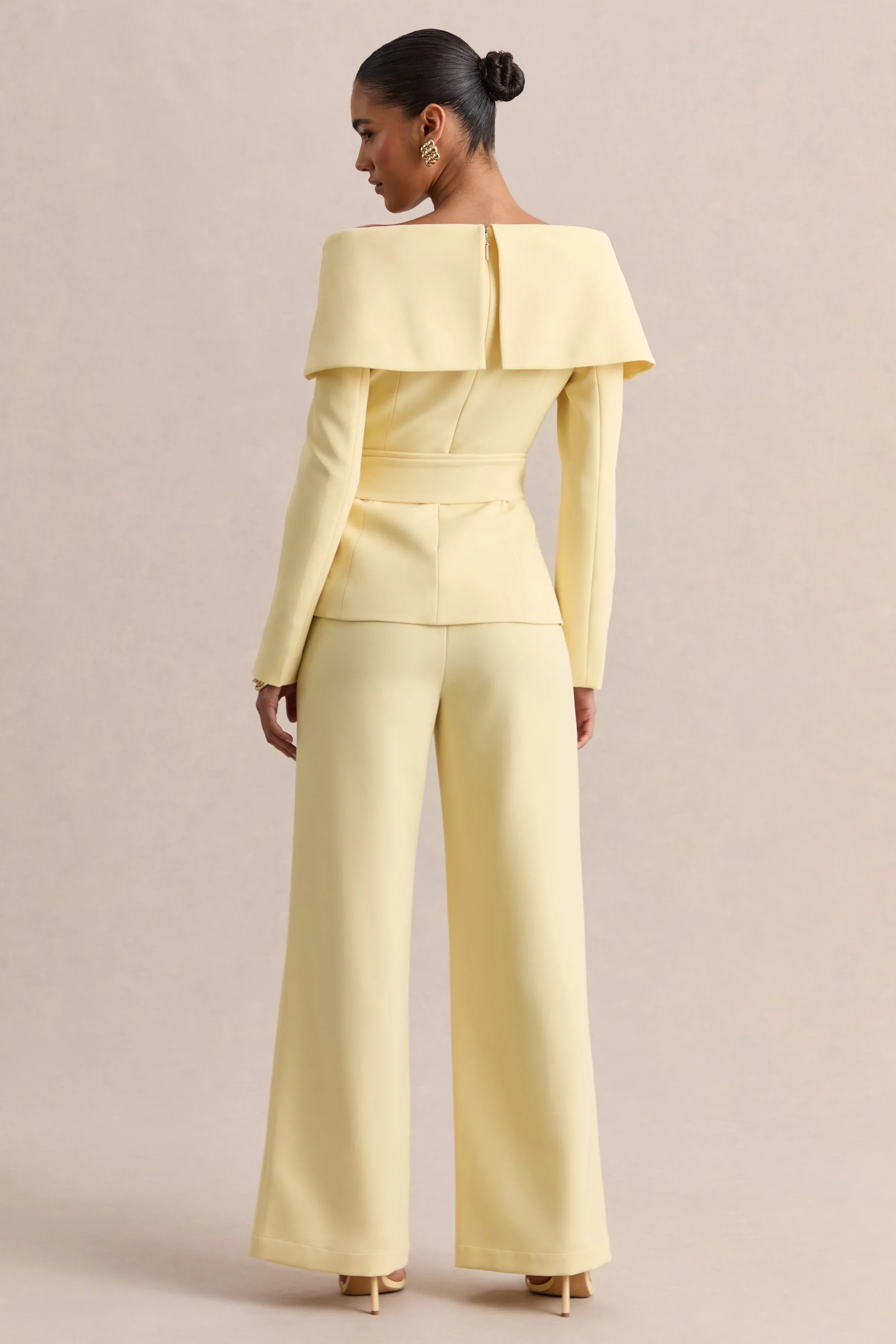 Empress | Lemon Bardot-Neck Tailored Top