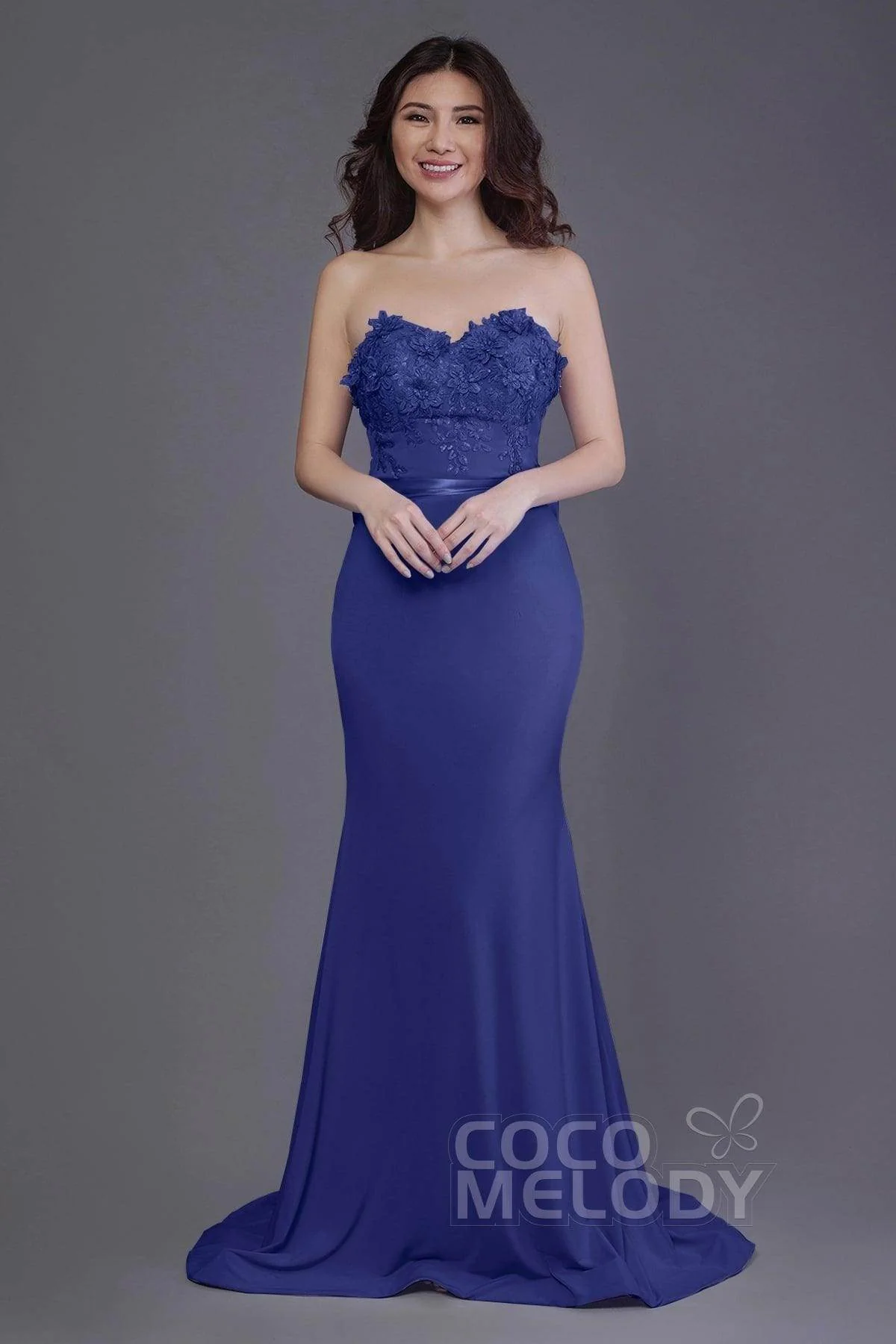 Mermaid Sweep Train Knitted Fabric Bridesmaid Dress PR3484