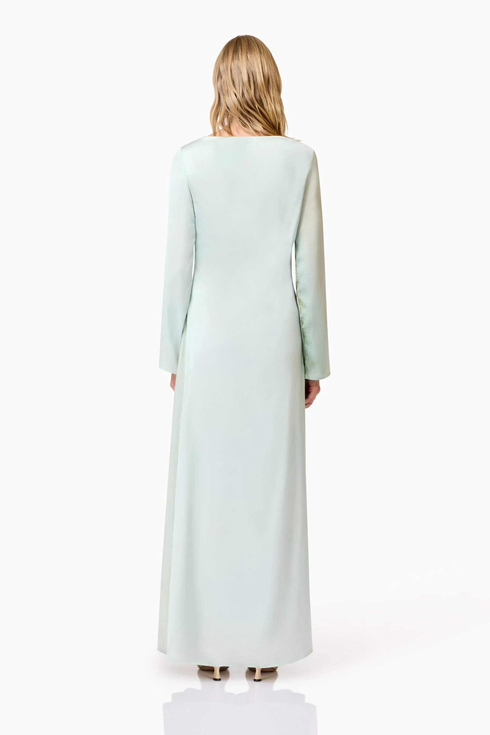CURAAE Willow Satin Maxi Dress In Blue