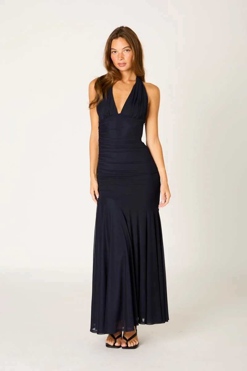 Stretch Mesh Halter Gown