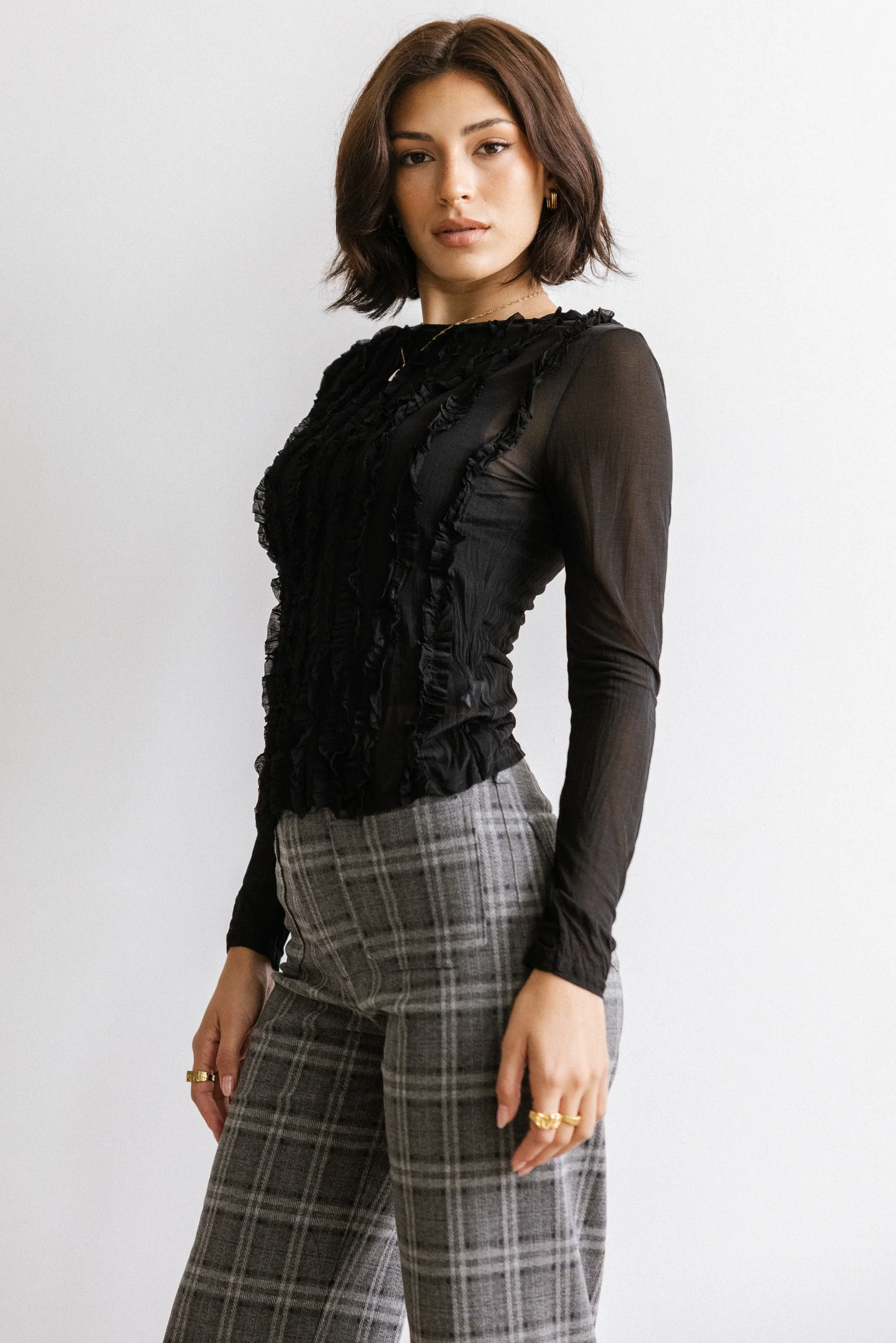 Marie Sheer Top in Black