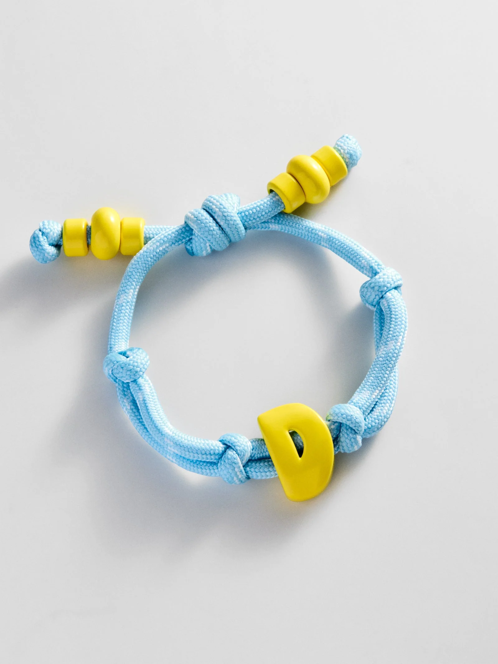Knotty Enamel Initial Custom Bracelet - Blue/Yellow Single Letter