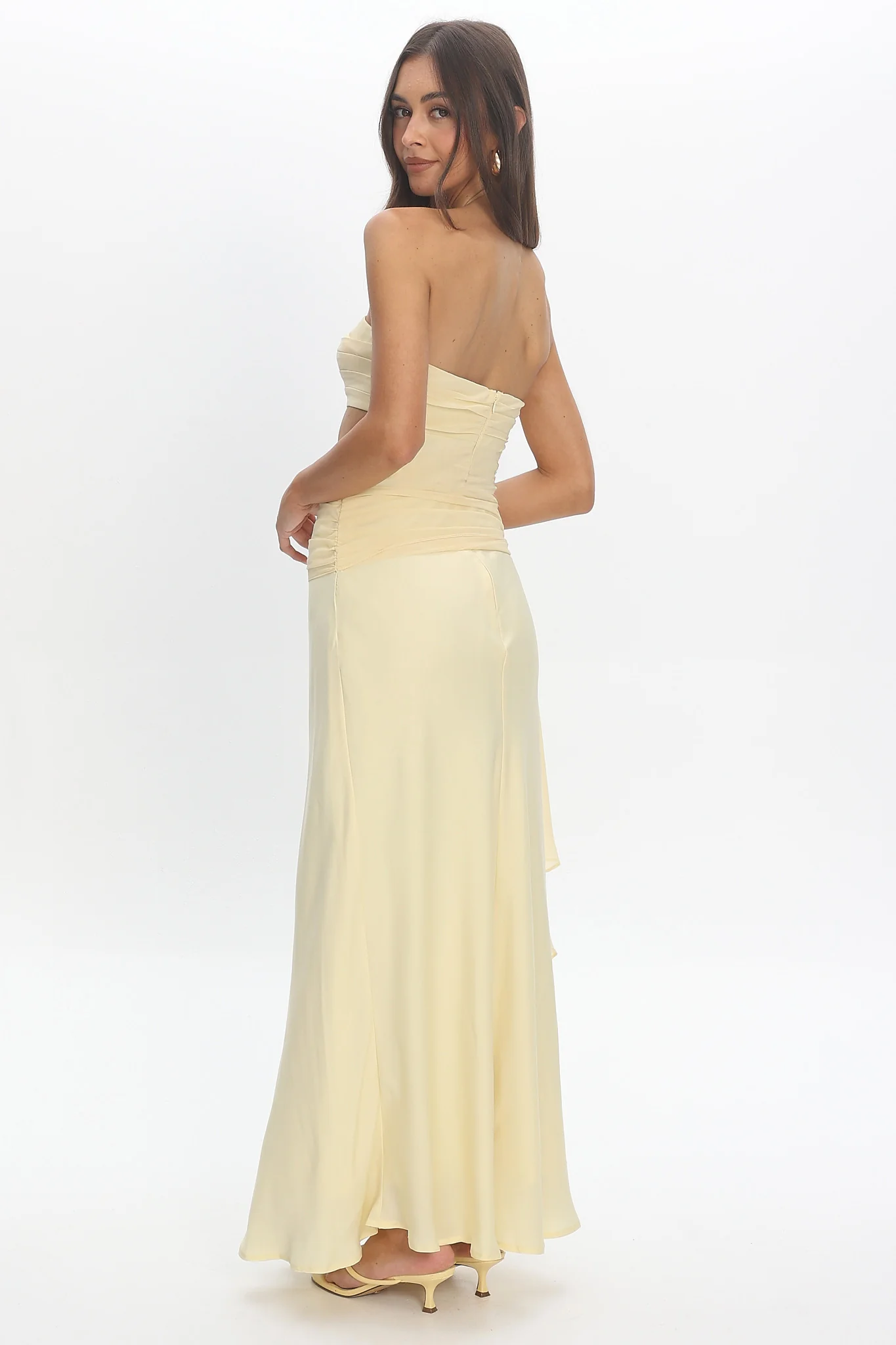 Indiyah Waist Sash Cut-Out Maxi Dress Butter - luluinthesky