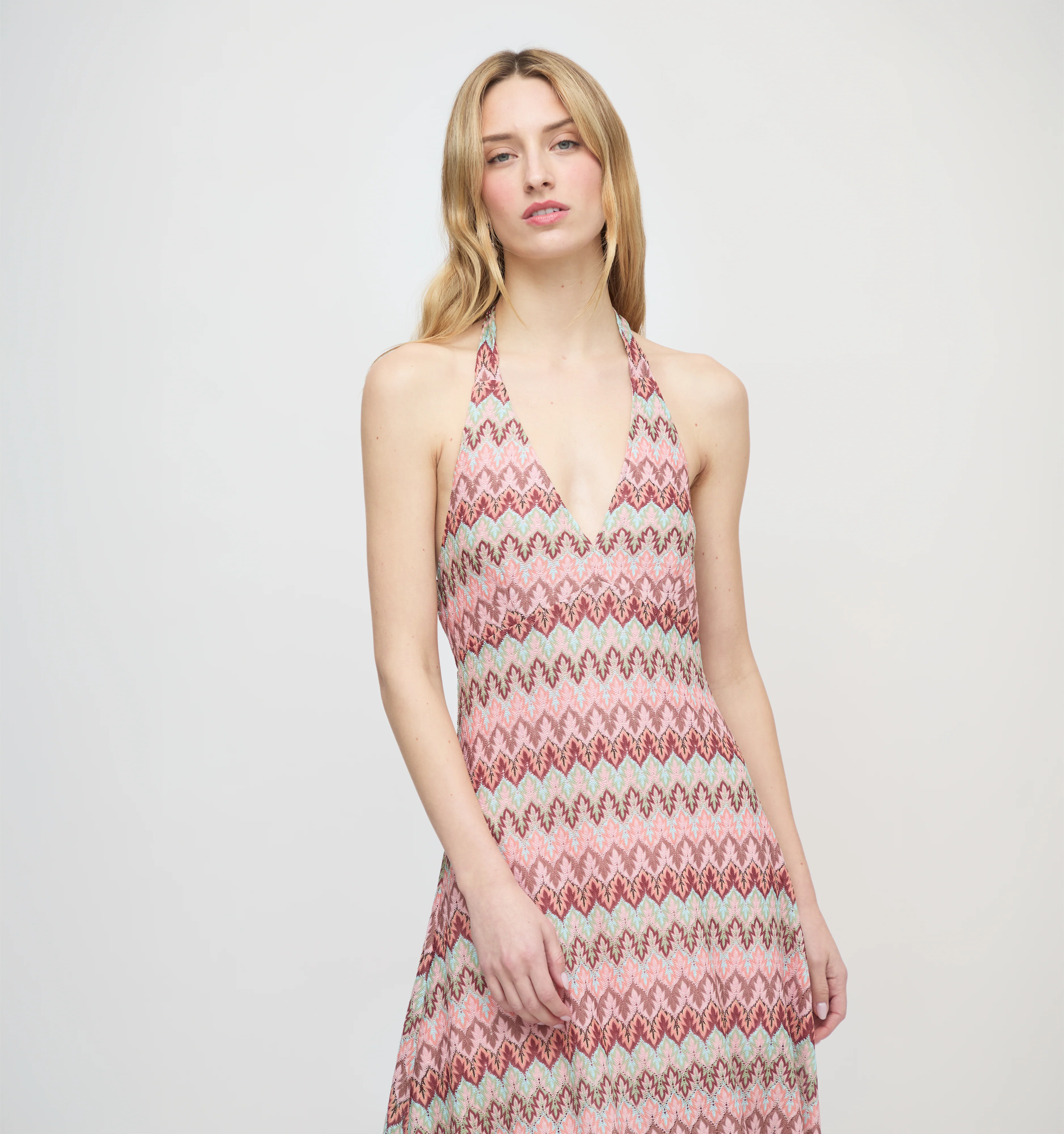 The Bela Dress - Pink Multi Smooth Shimmer Knit