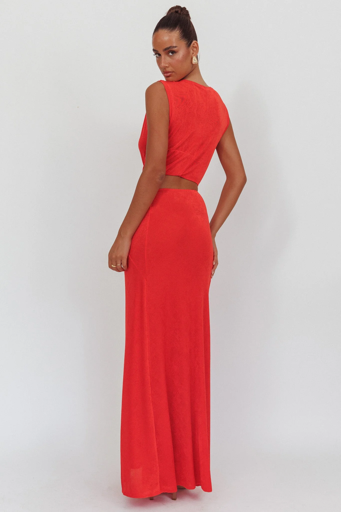 Mimosa Twist Waist Maxi Dress Coral