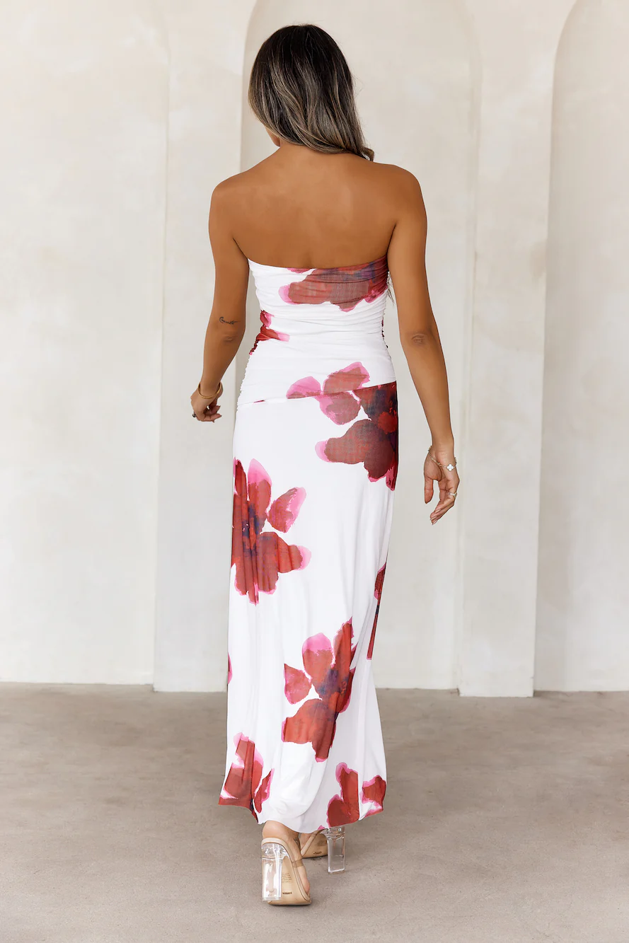 Designer Dream Strapless Mesh Maxi Dress White - luluinthesky
