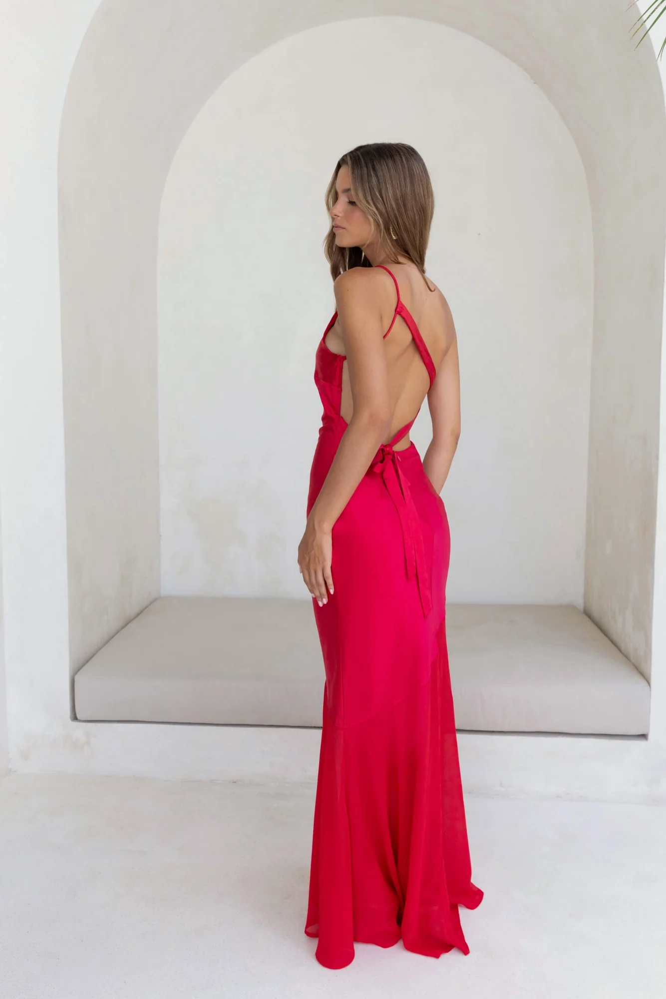 Chase The Thrill One Shoulder Satin Maxi Dress Red - luluinthesky
