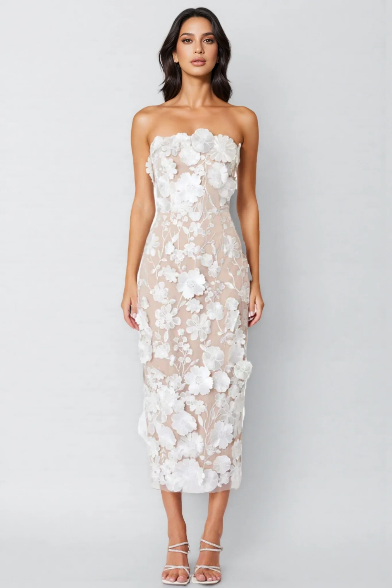 Taliah Strapless Hip Hugging Midi Dress