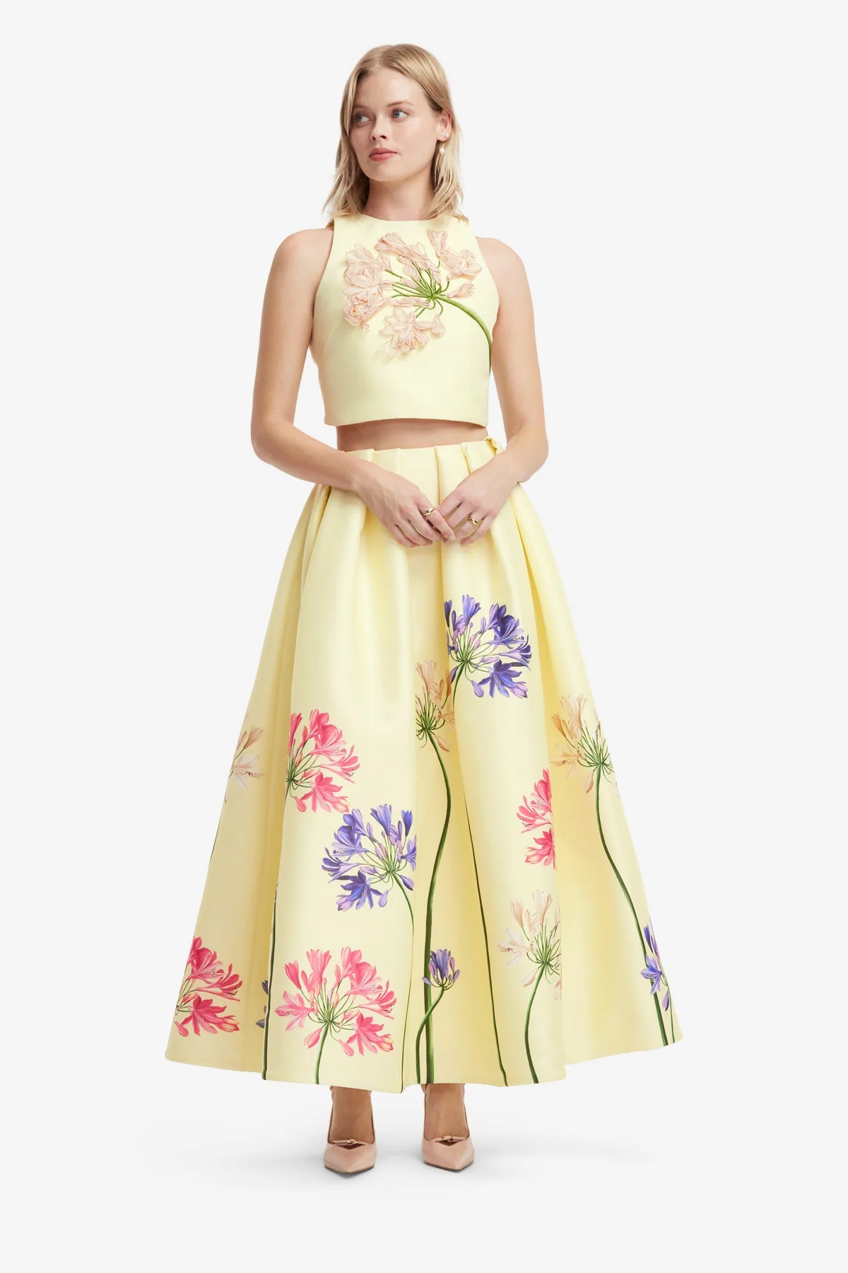 Ella Appliqué Bow Backless Top - Agapanthus Print