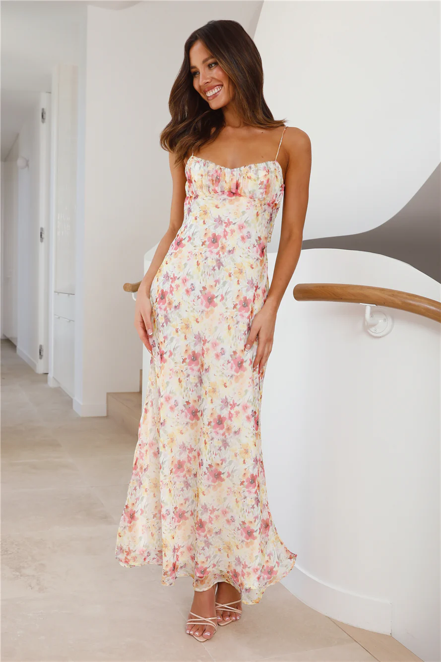 Notes To You Maxi Dress Yellow - luluinthesky