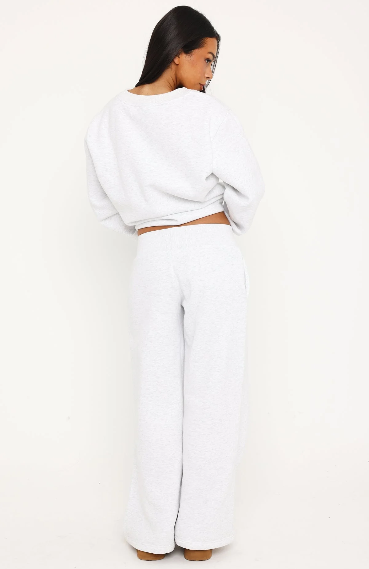 Give You A Break Wide Leg Sweatpants Grey Marle