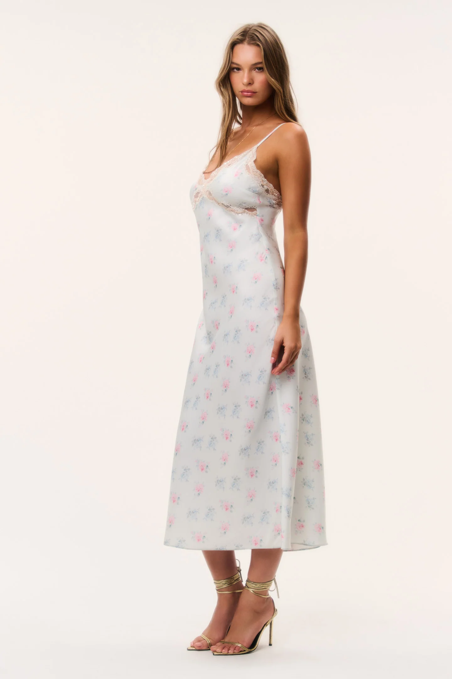 Idris Floral Satin Midi Dress
